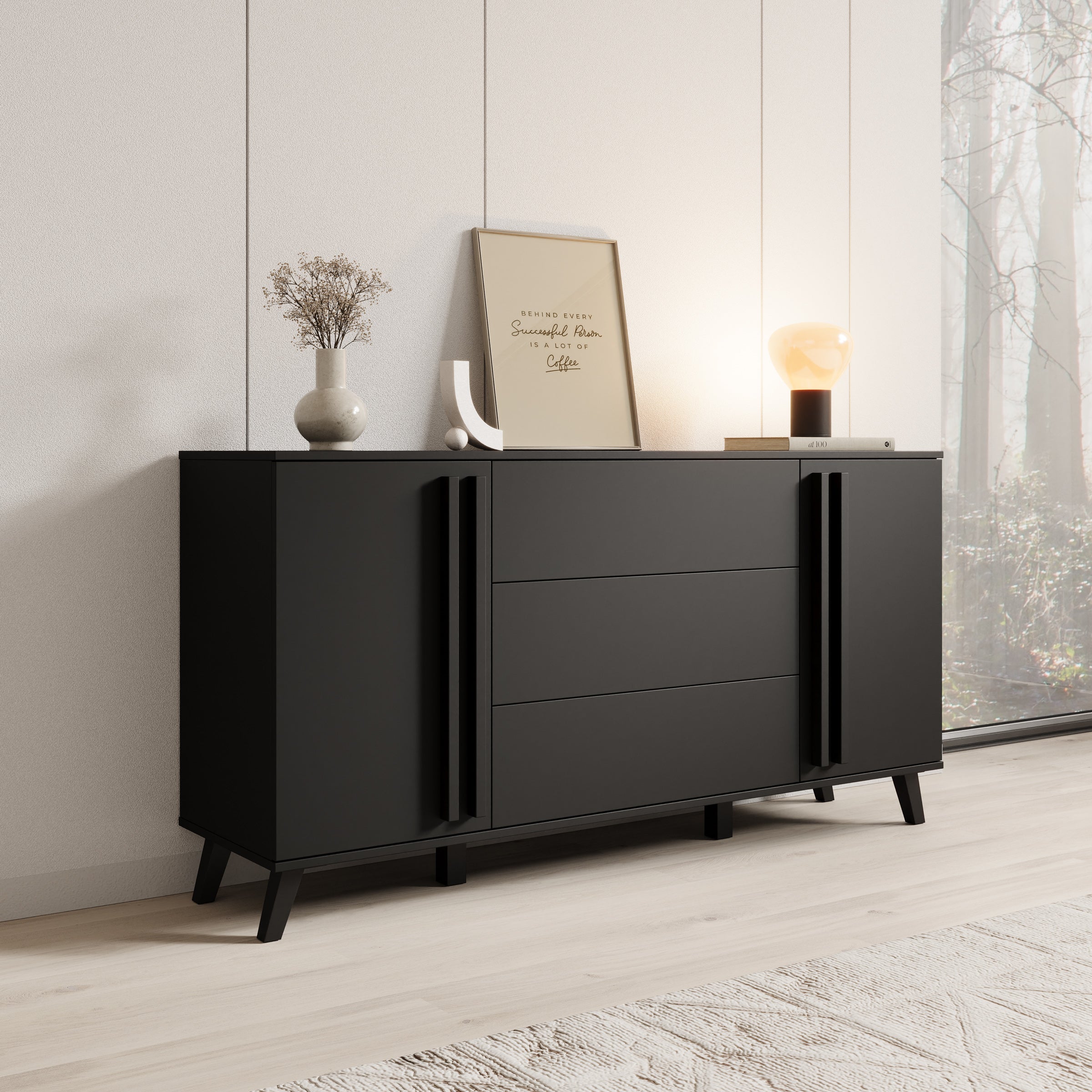 Hydra - Dressoir - Zwart - 150x40x88 cm