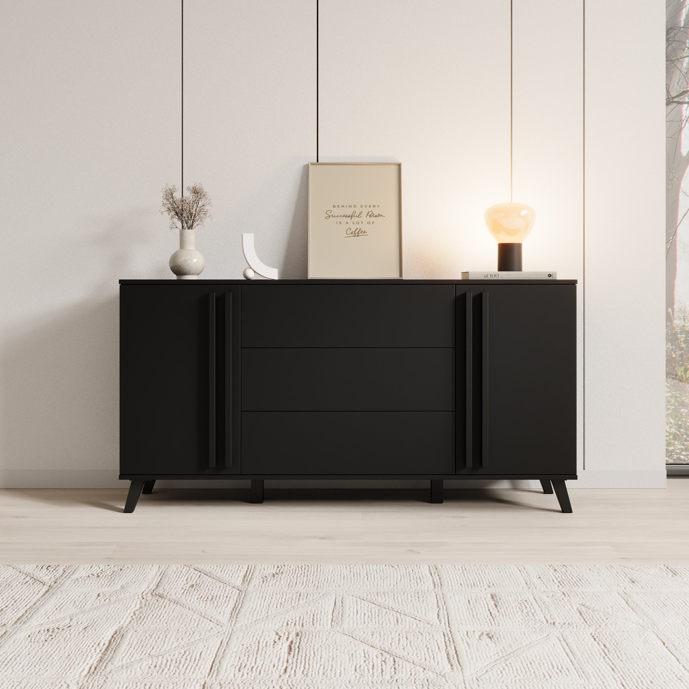 Hydra - Dressoir - Zwart - 150x40x88 cm