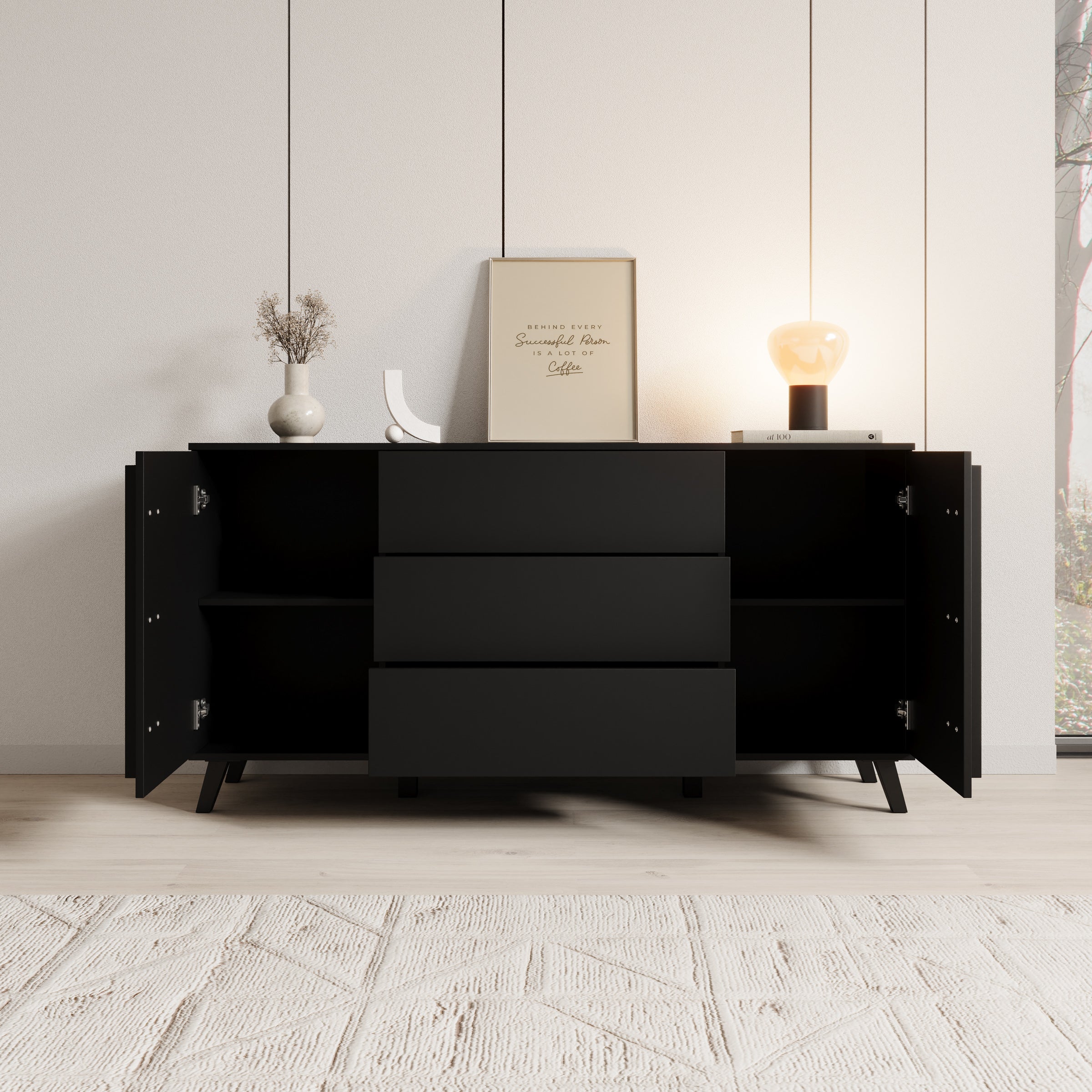 Hydra - Dressoir - Zwart - 150x40x88 cm