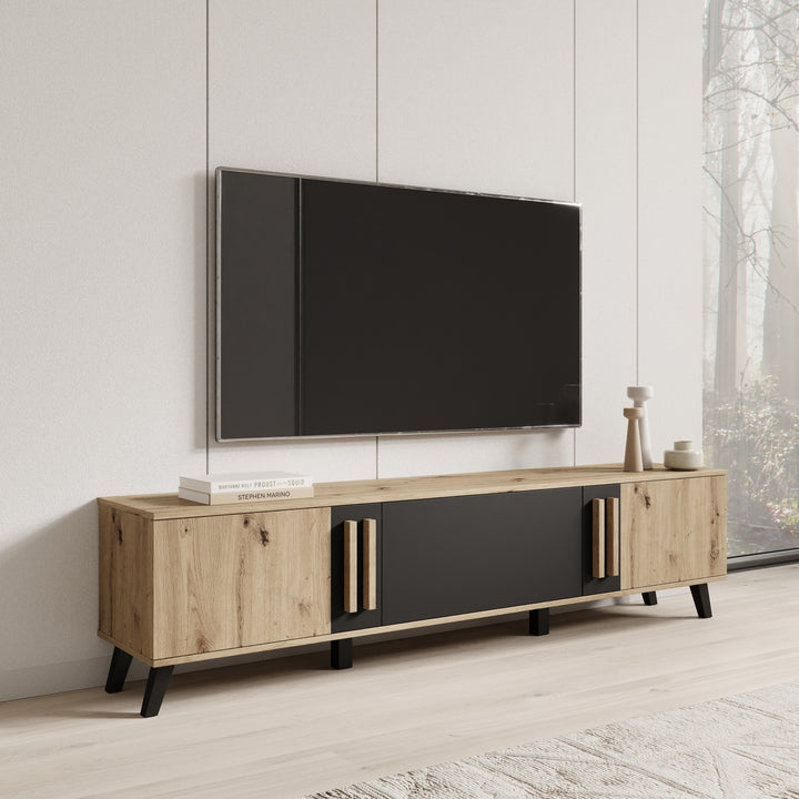Hydra - TV-Meubel - Eiken/Zwart - 180x33x40 cm