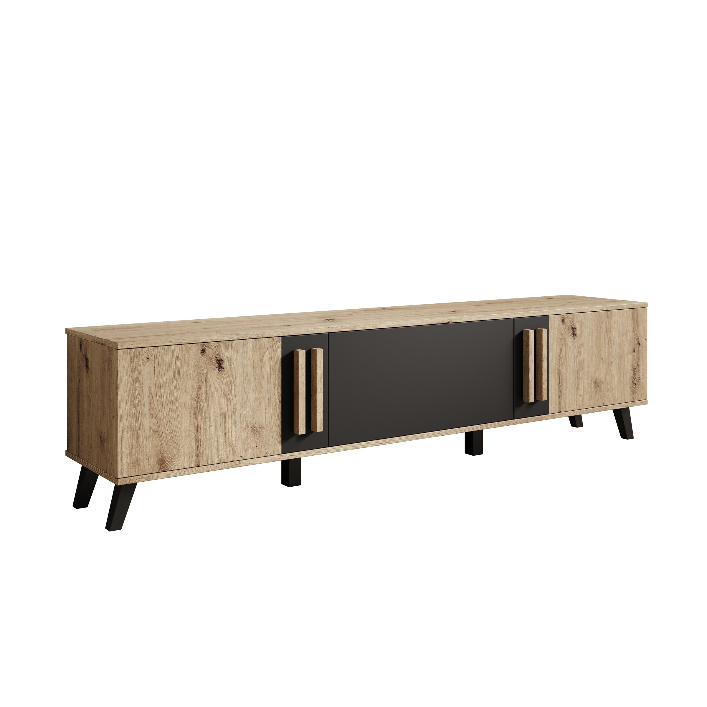 Hydra - TV-Meubel - Eiken/Zwart - 180x33x40 cm