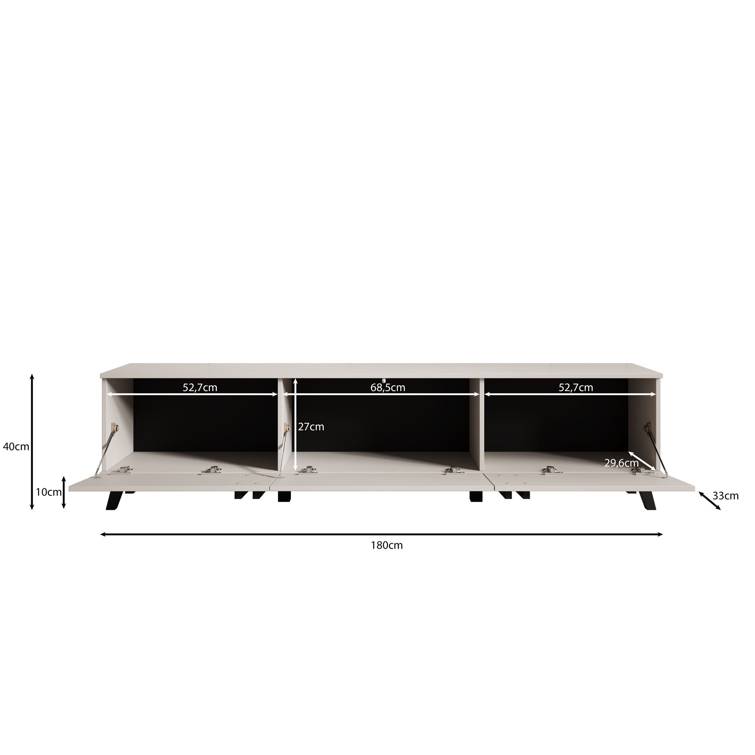 Hydra - TV-Meubel - Eiken/Zwart - 180x33x40 cm