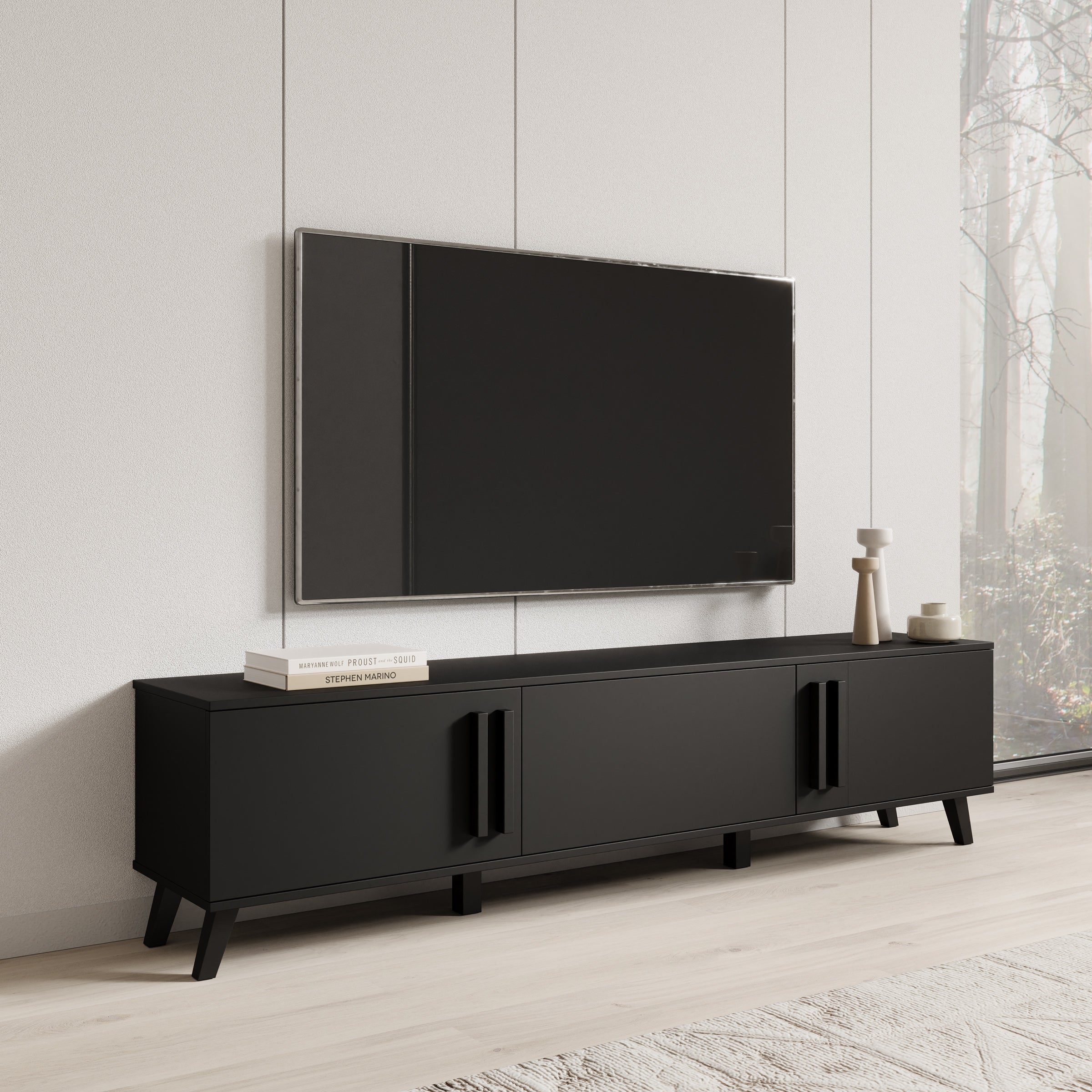 Hydra - TV-Meubel - Zwart - 180x33x40 cm