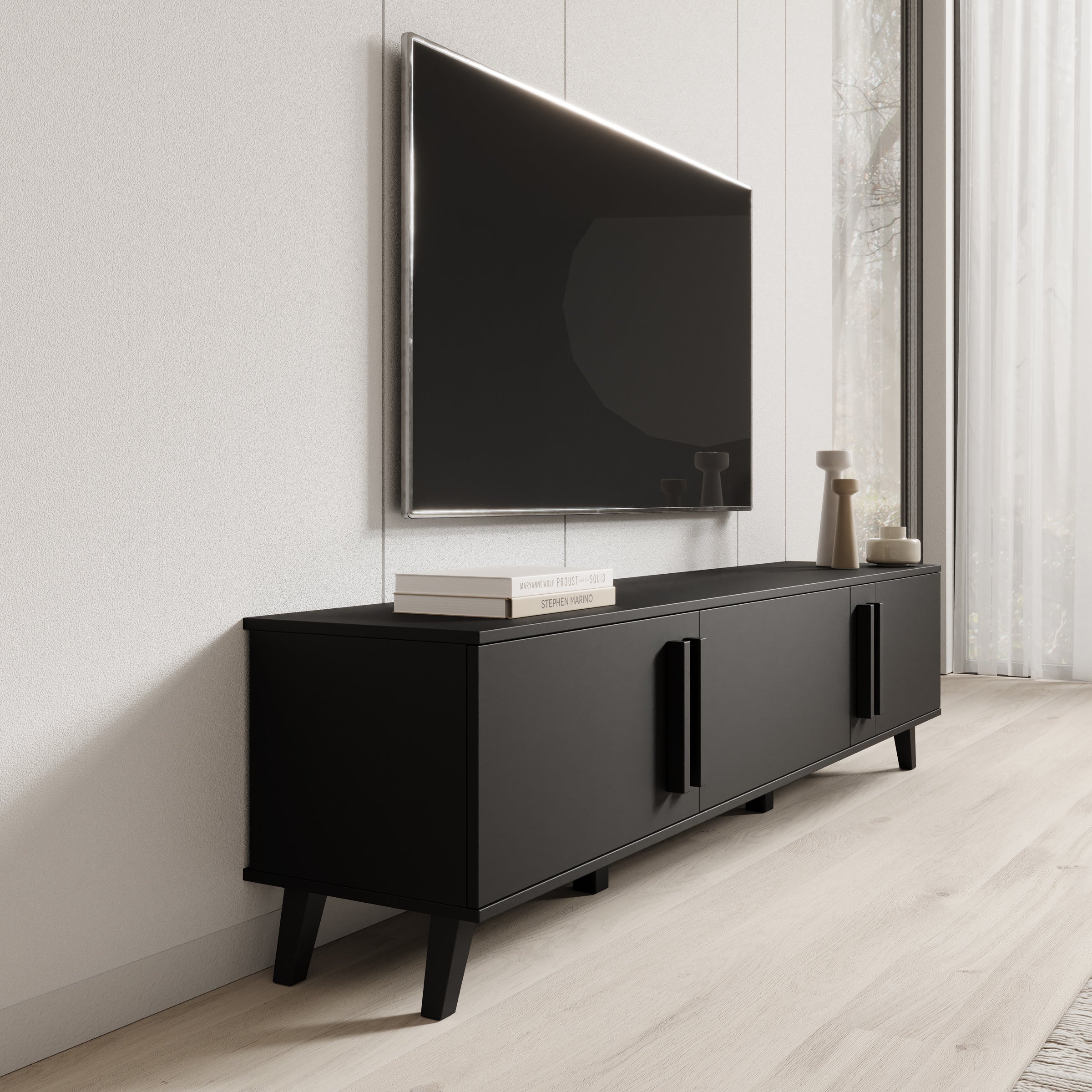 Hydra - TV-Meubel - Zwart - 180x33x40 cm
