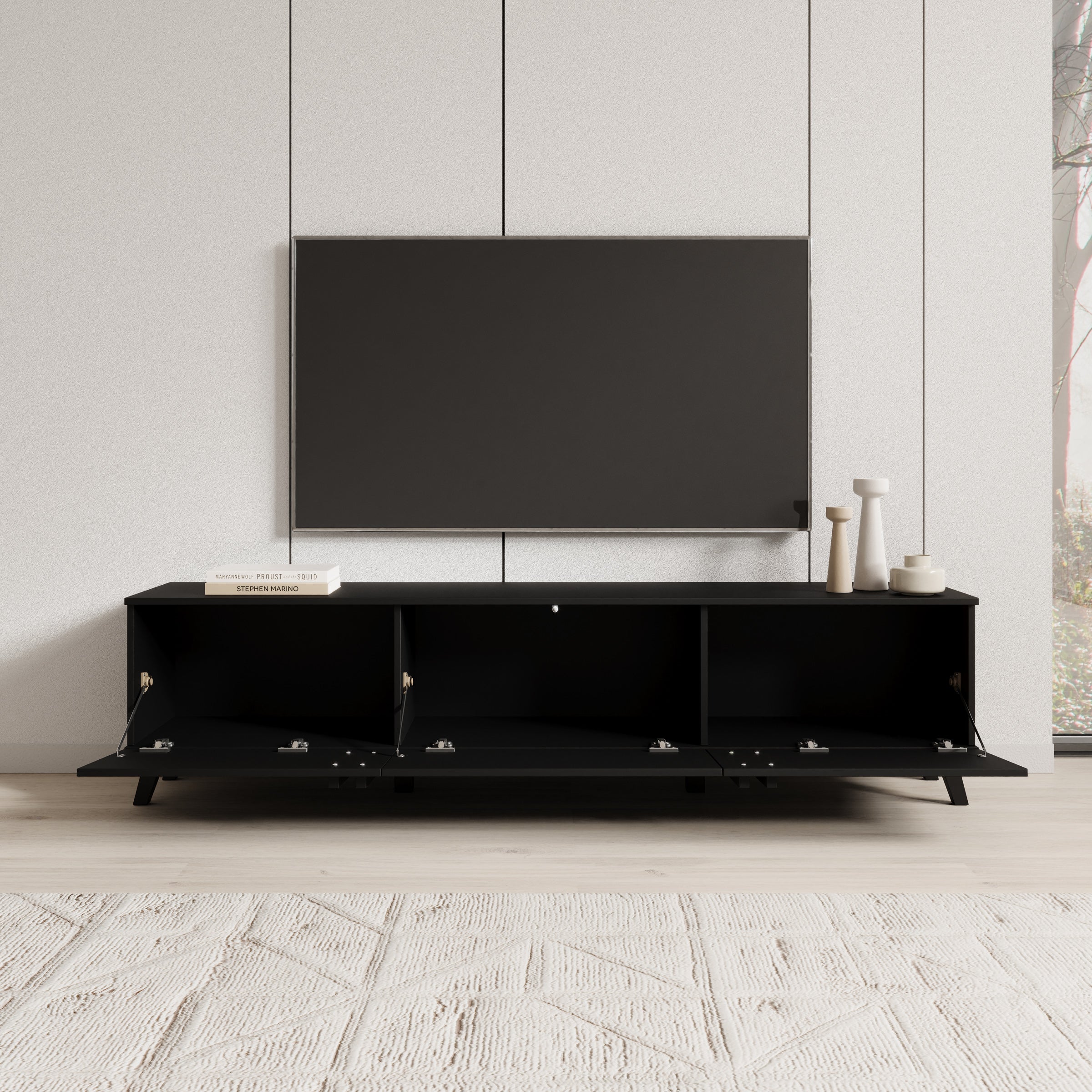 Hydra - TV-Meubel - Zwart - 180x33x40 cm