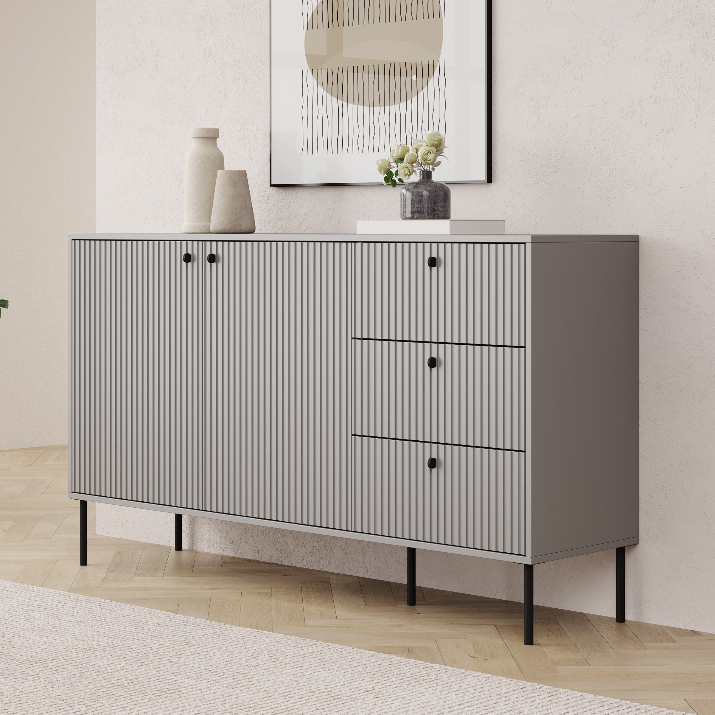 Ilux - Dressoir - Grijs - 156x41x89 cm