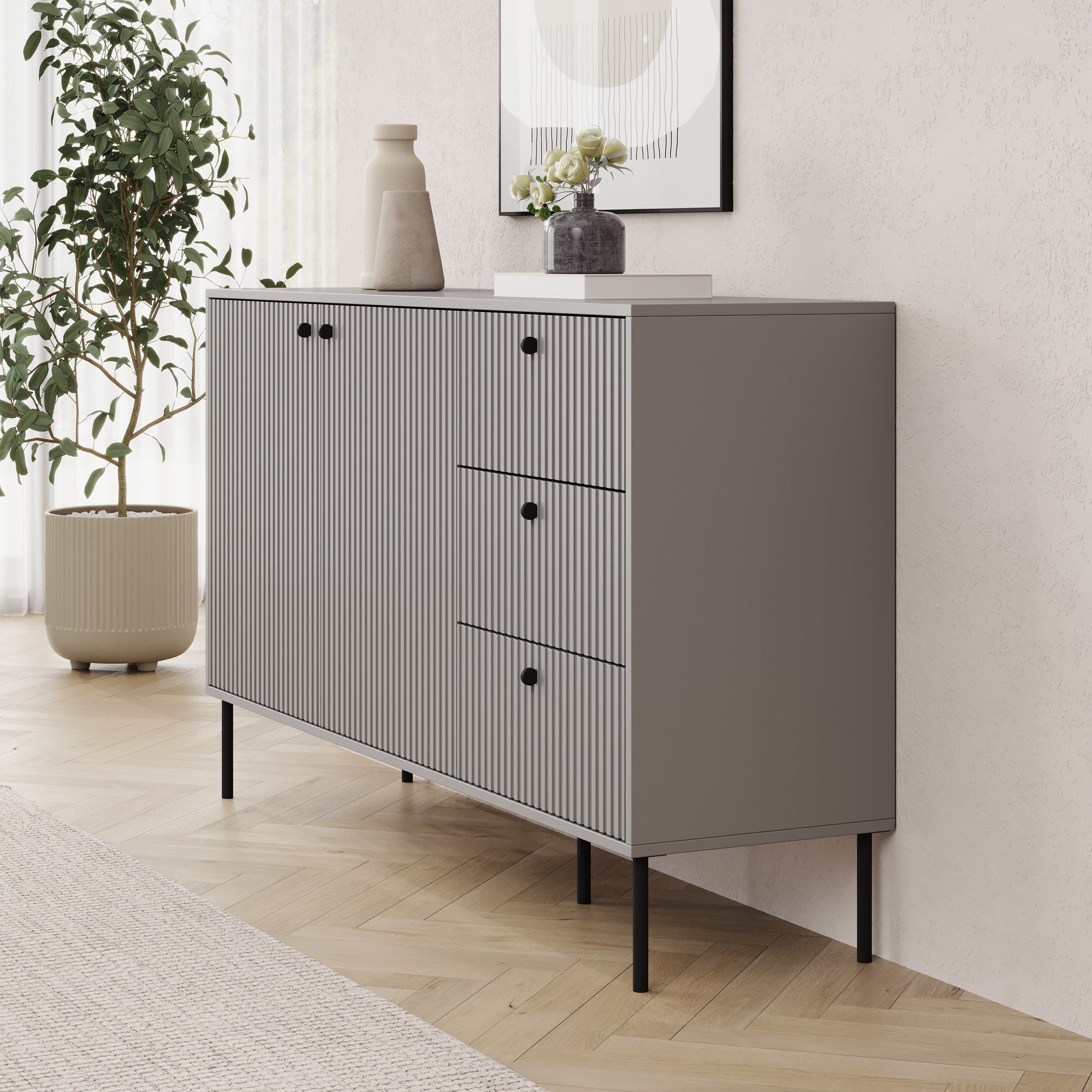 Ilux - Dressoir - Grijs - 156x41x89 cm