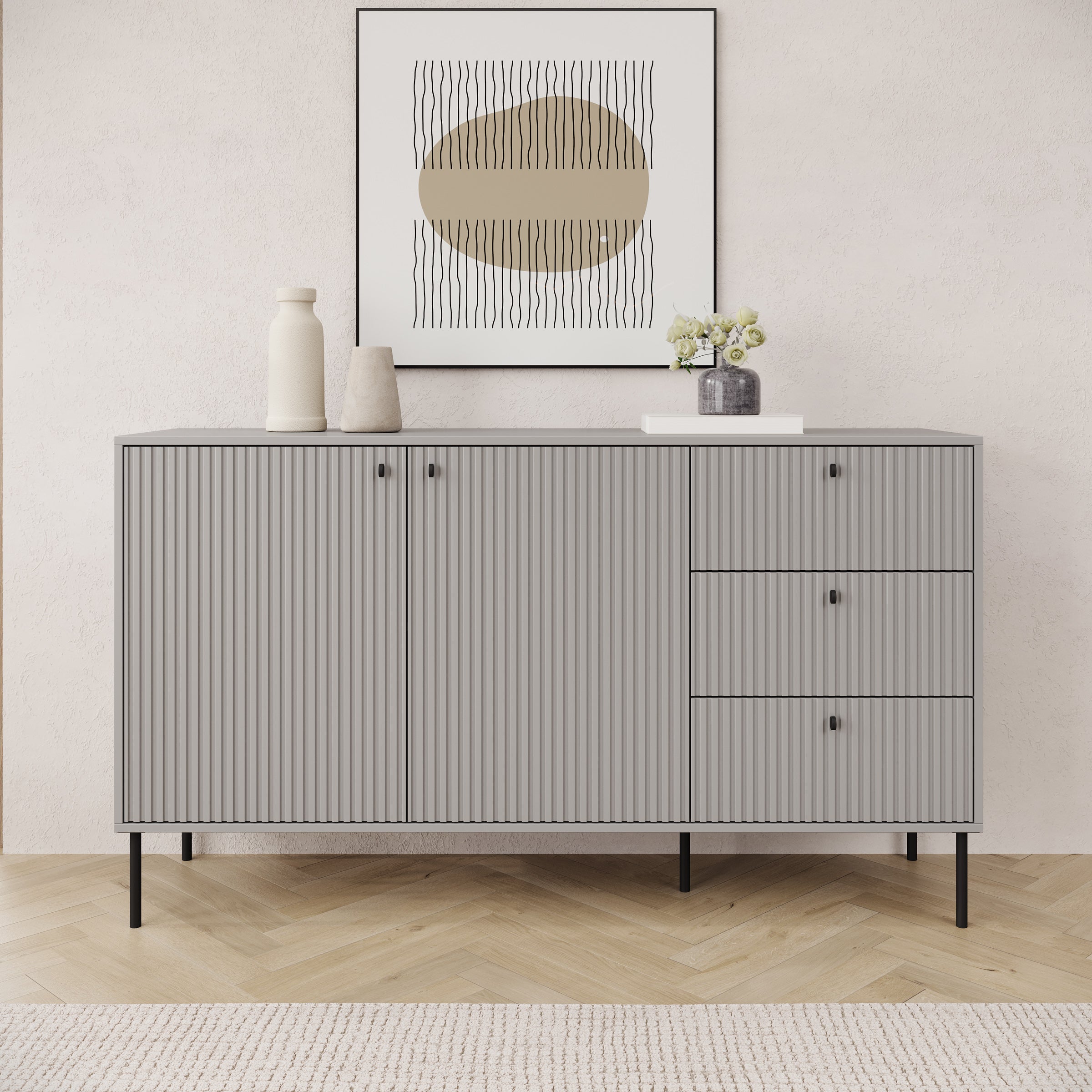 Ilux - Dressoir - Grijs - 156x41x89 cm