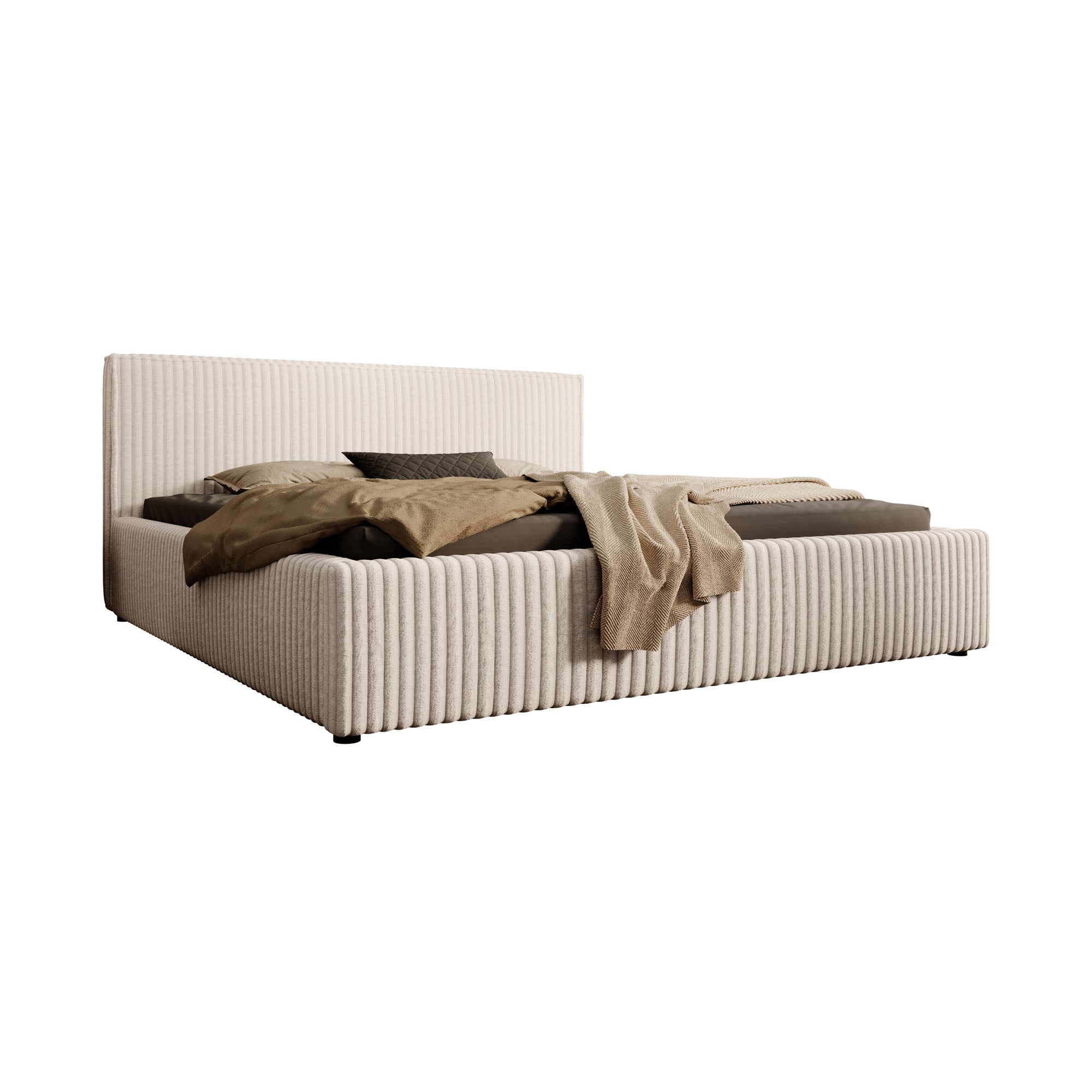 Infinity - Tweepersoonsbed - Fluffy ribstof beige - 180x200 cm