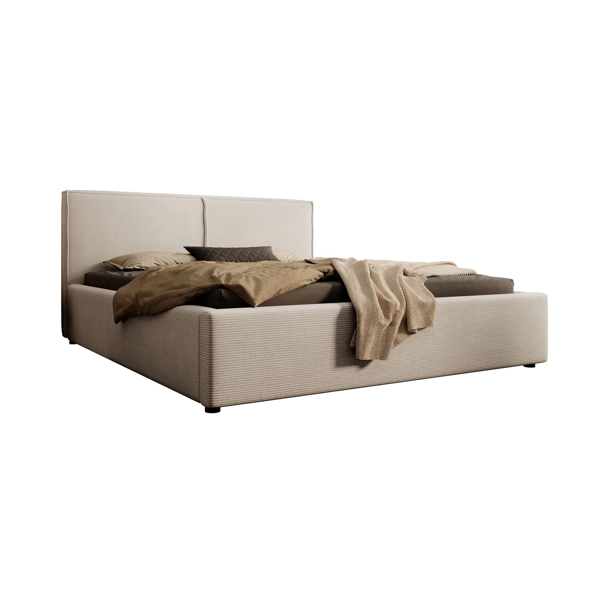 Infinity - Tweepersoonsbed - Ribstof beige - 160x200 cm