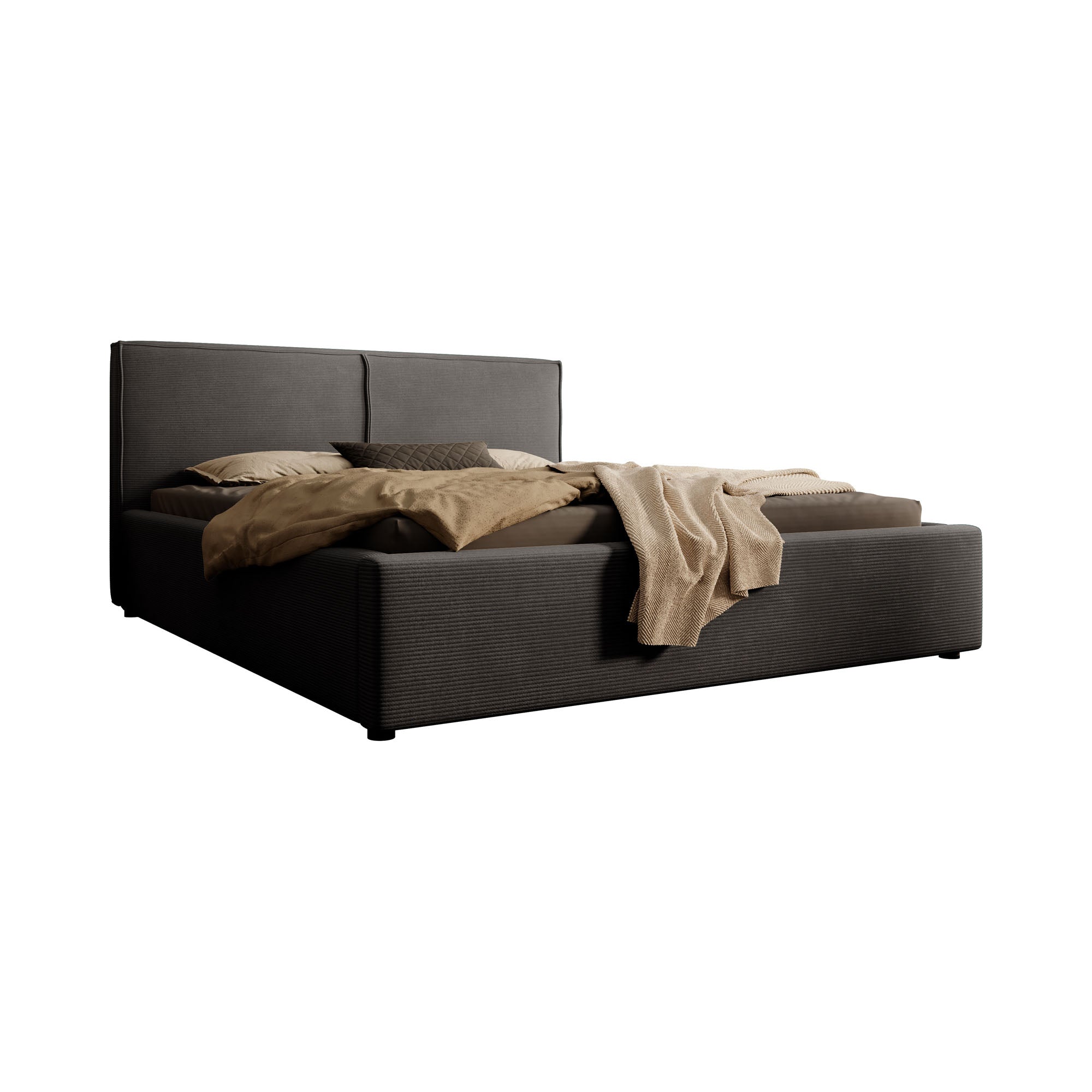 Infinity - Tweepersoonsbed - Ribstof zwart - 160x200 cm