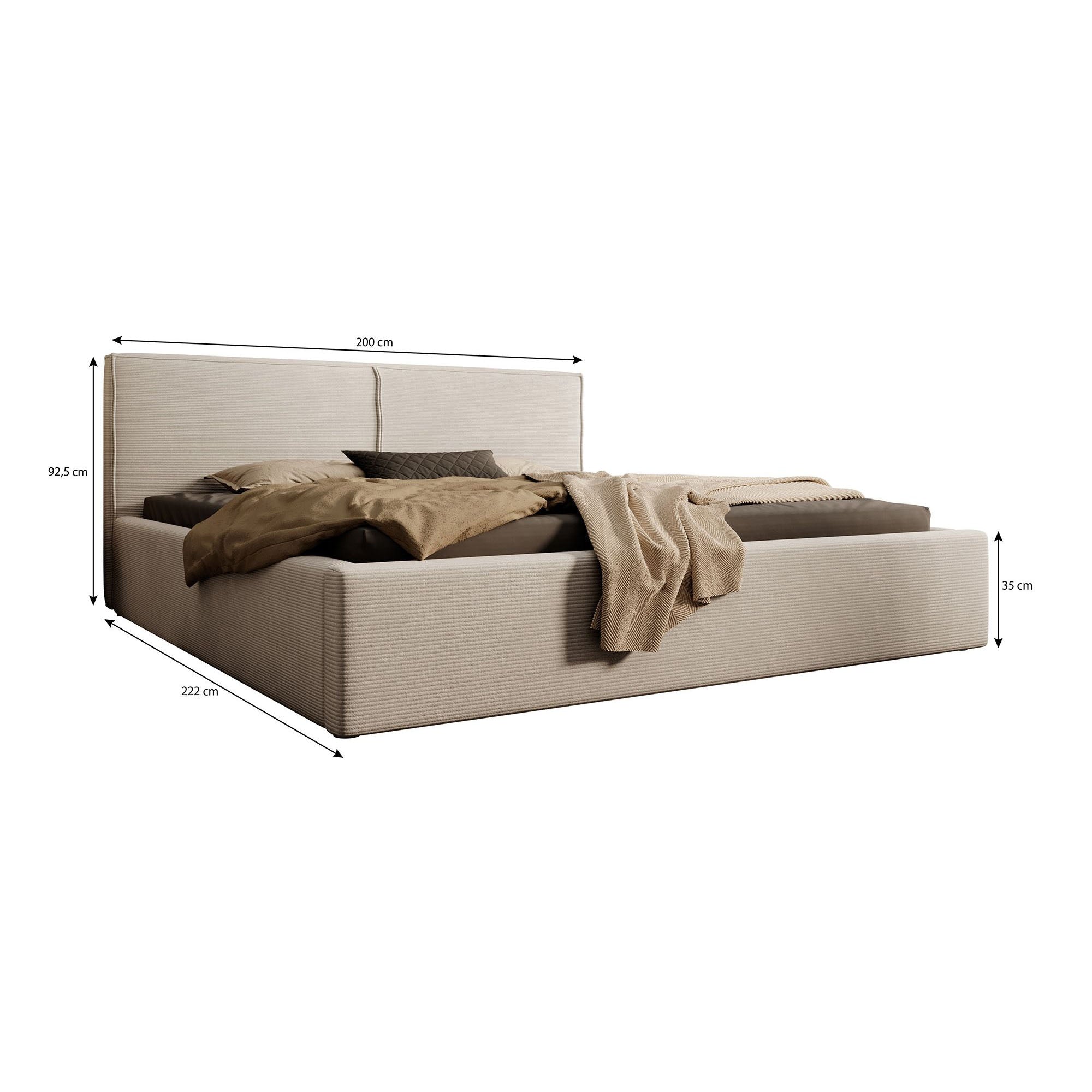 Infinity - Tweepersoonsbed - Ribstof zwart - 180x200 cm