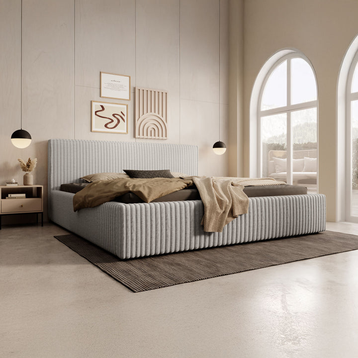 Infinity - Tweepersoonsbed - Fluffy ribstof grijs - 180x200 cm