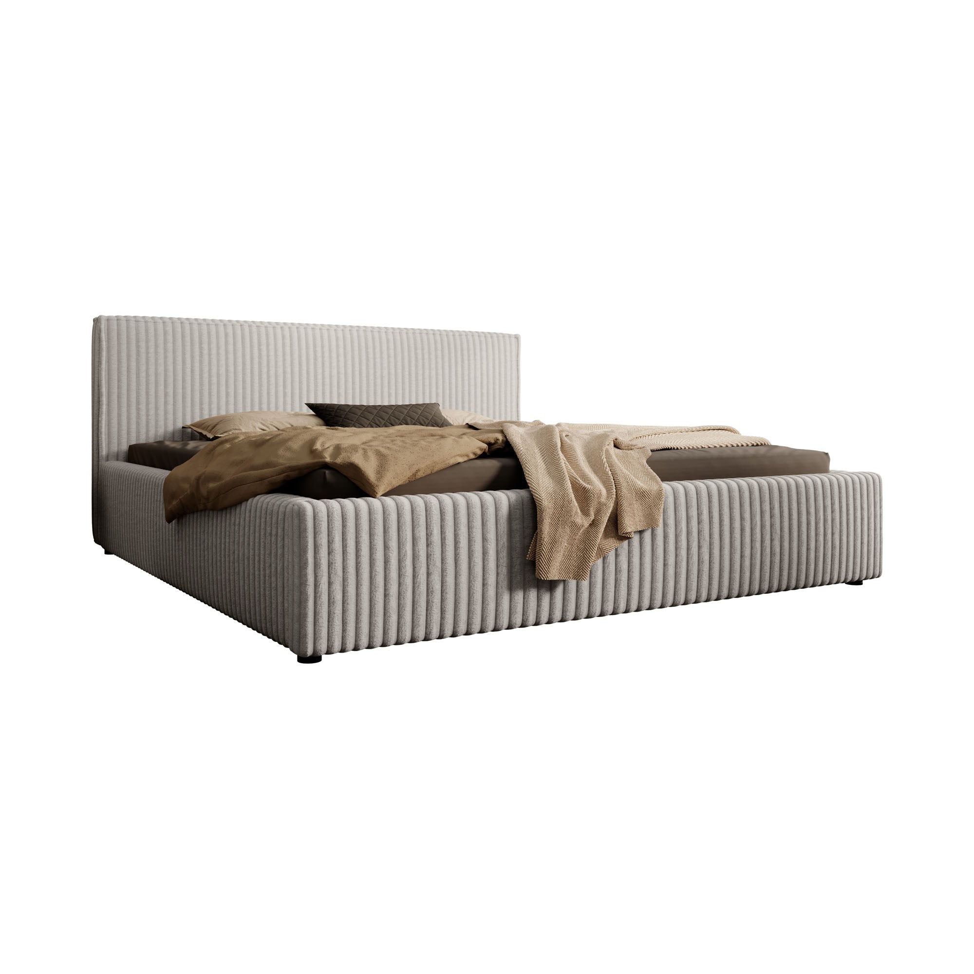 Infinity - Tweepersoonsbed - Fluffy ribstof grijs - 180x200 cm