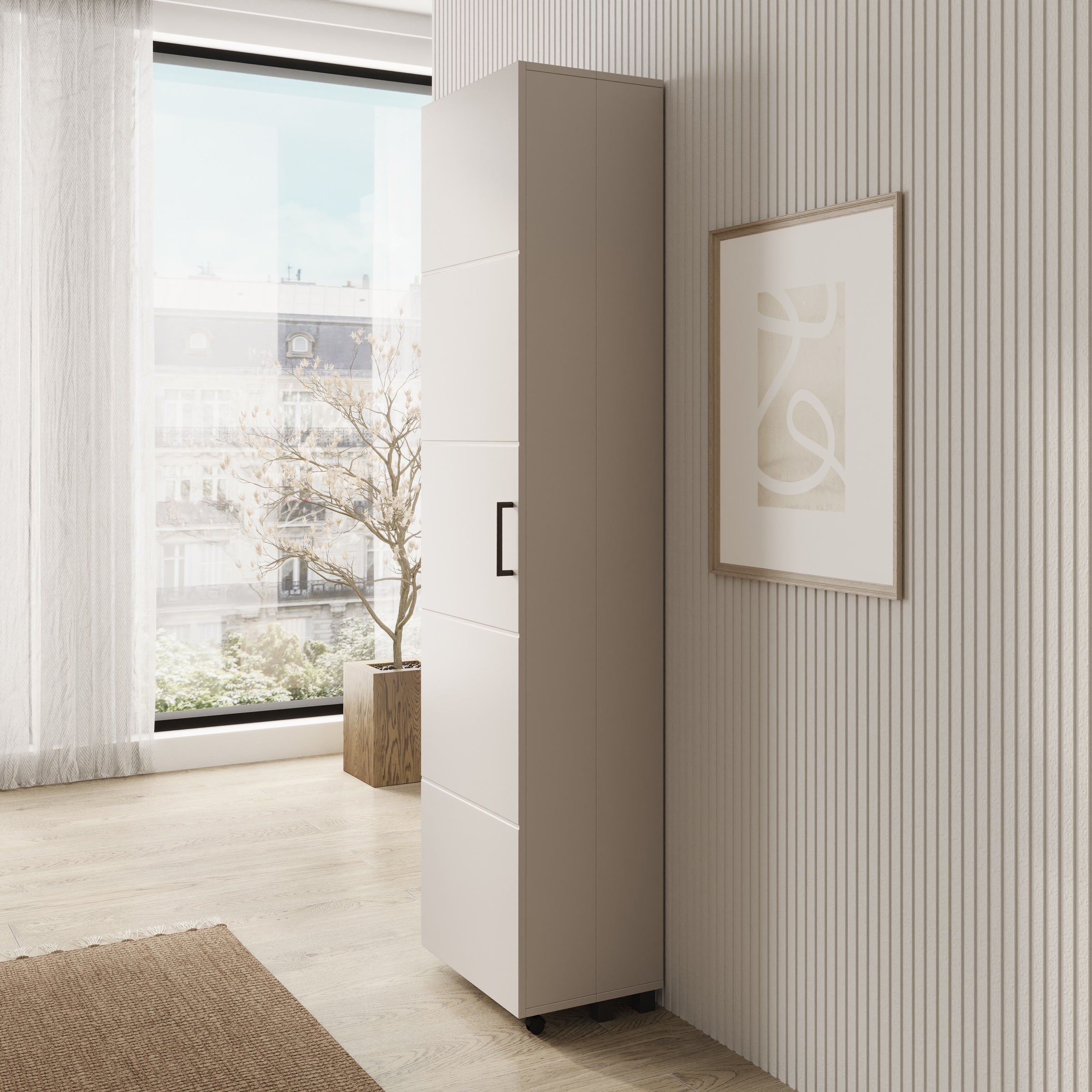 Inverly - Schoenenkast - Beige - 46x33x185 cm