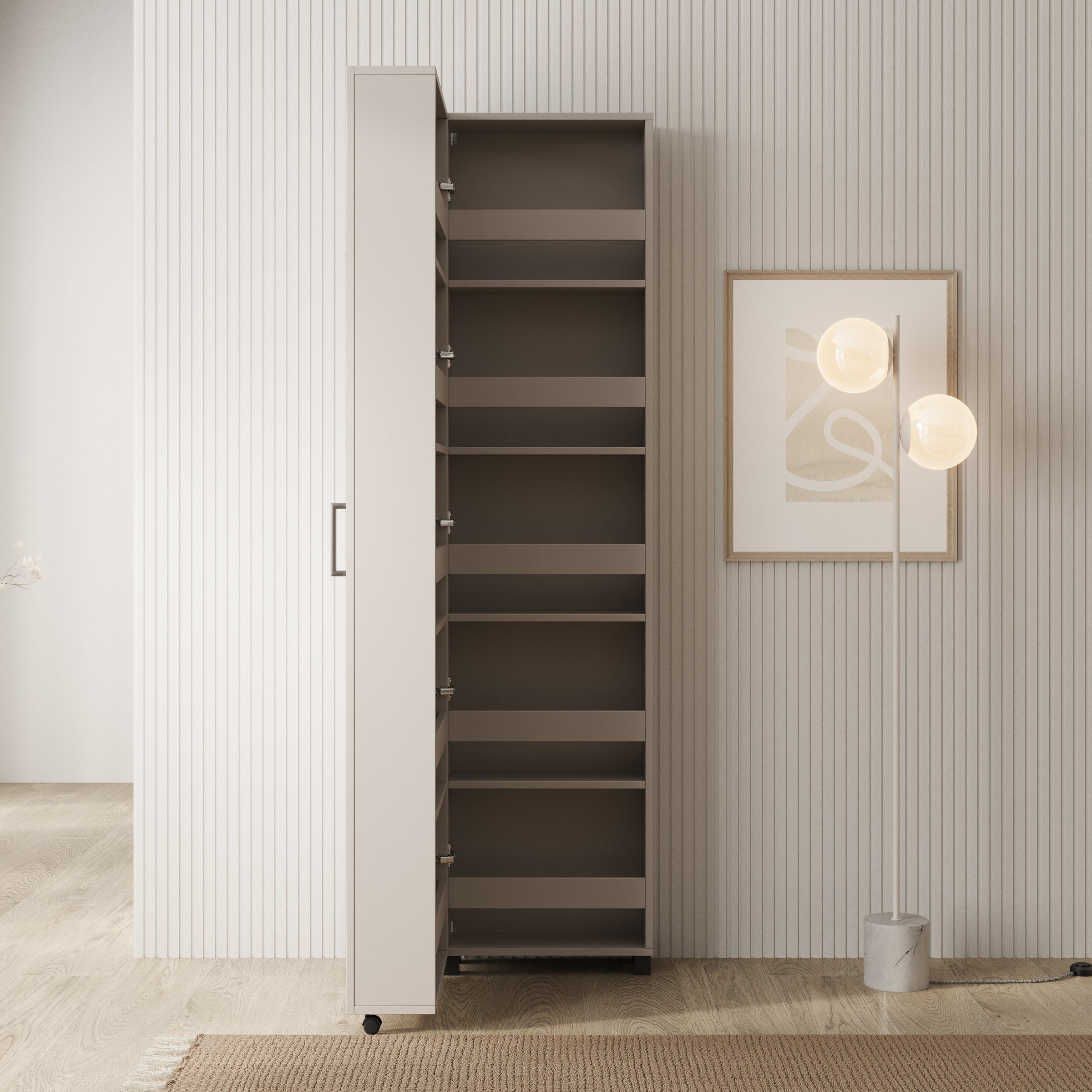 Inverly - Schoenenkast - Beige - 46x33x185 cm