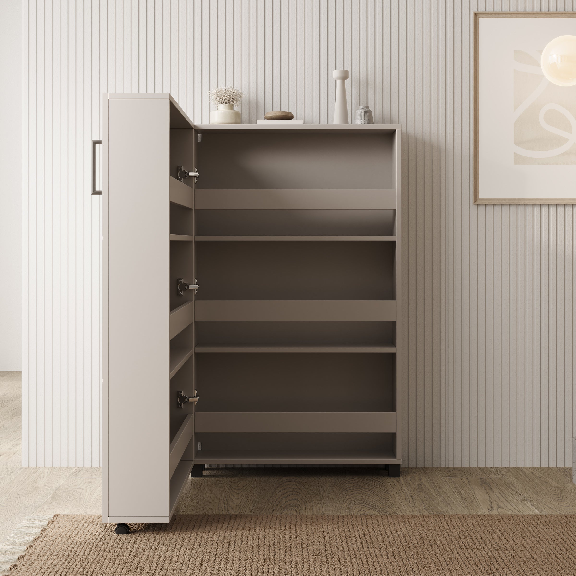 Inverly - Schoenenkast - Beige - 68x33x113 cm
