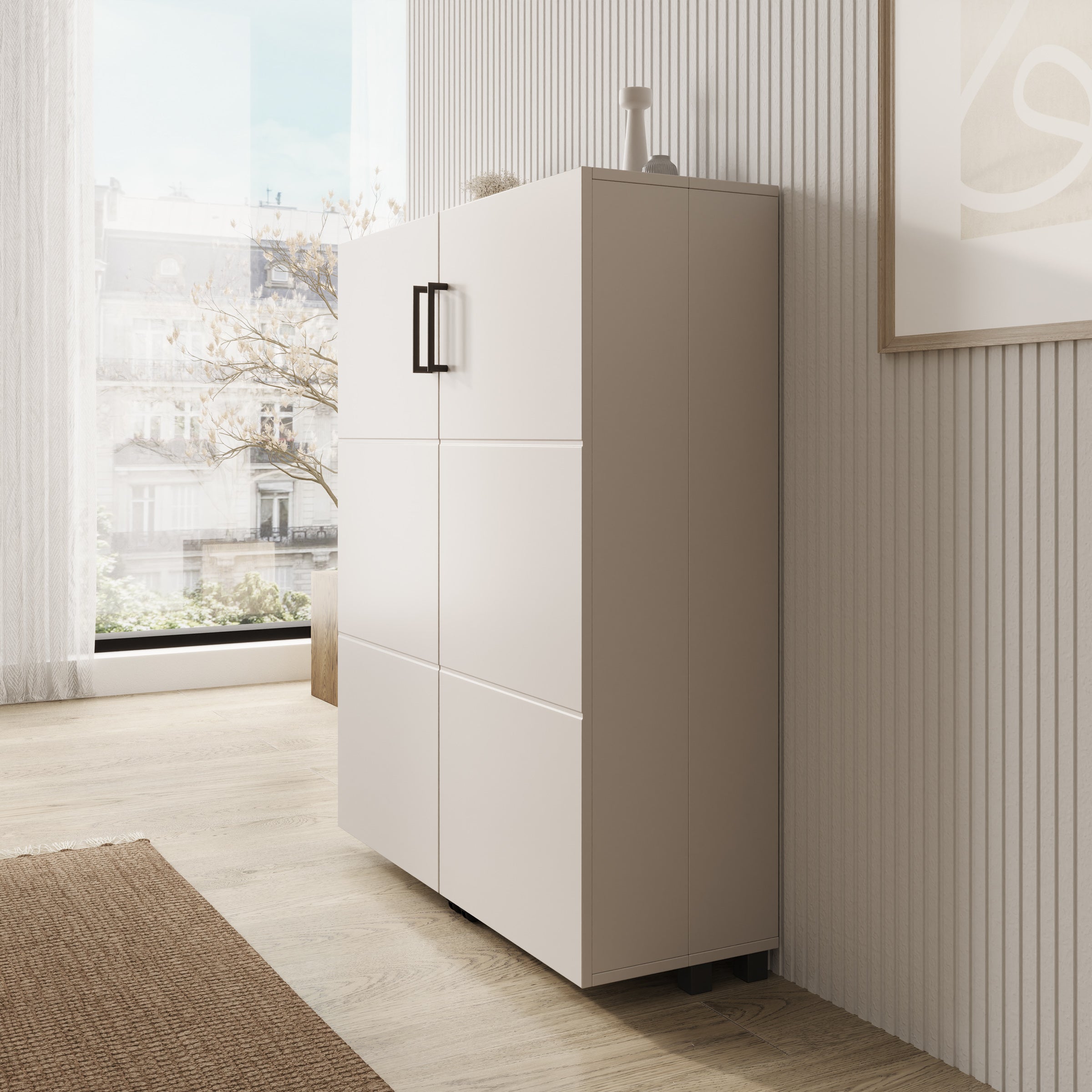 Inverly - Schoenenkast - Beige - 92x33x113 cm