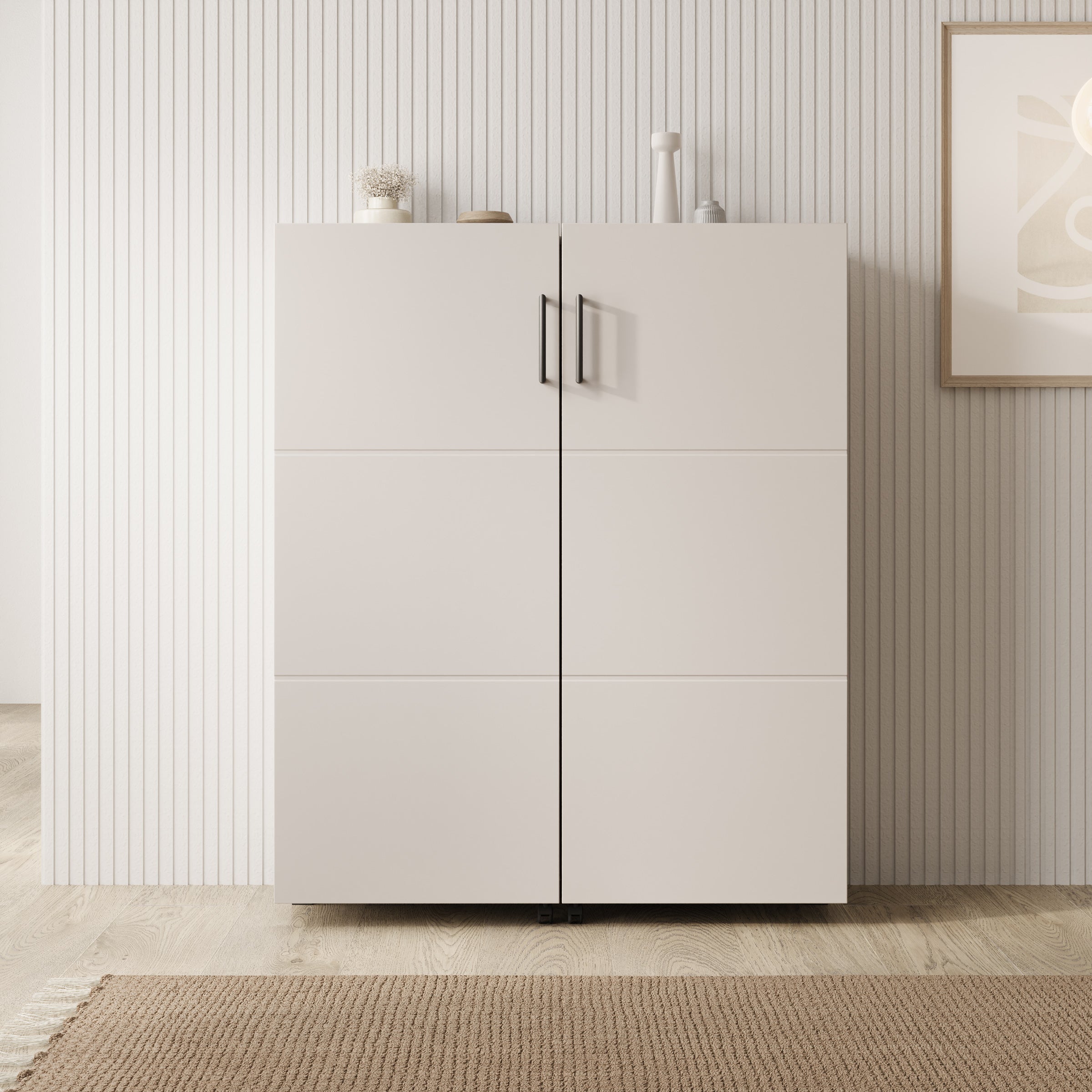 Inverly - Schoenenkast - Beige - 92x33x113 cm