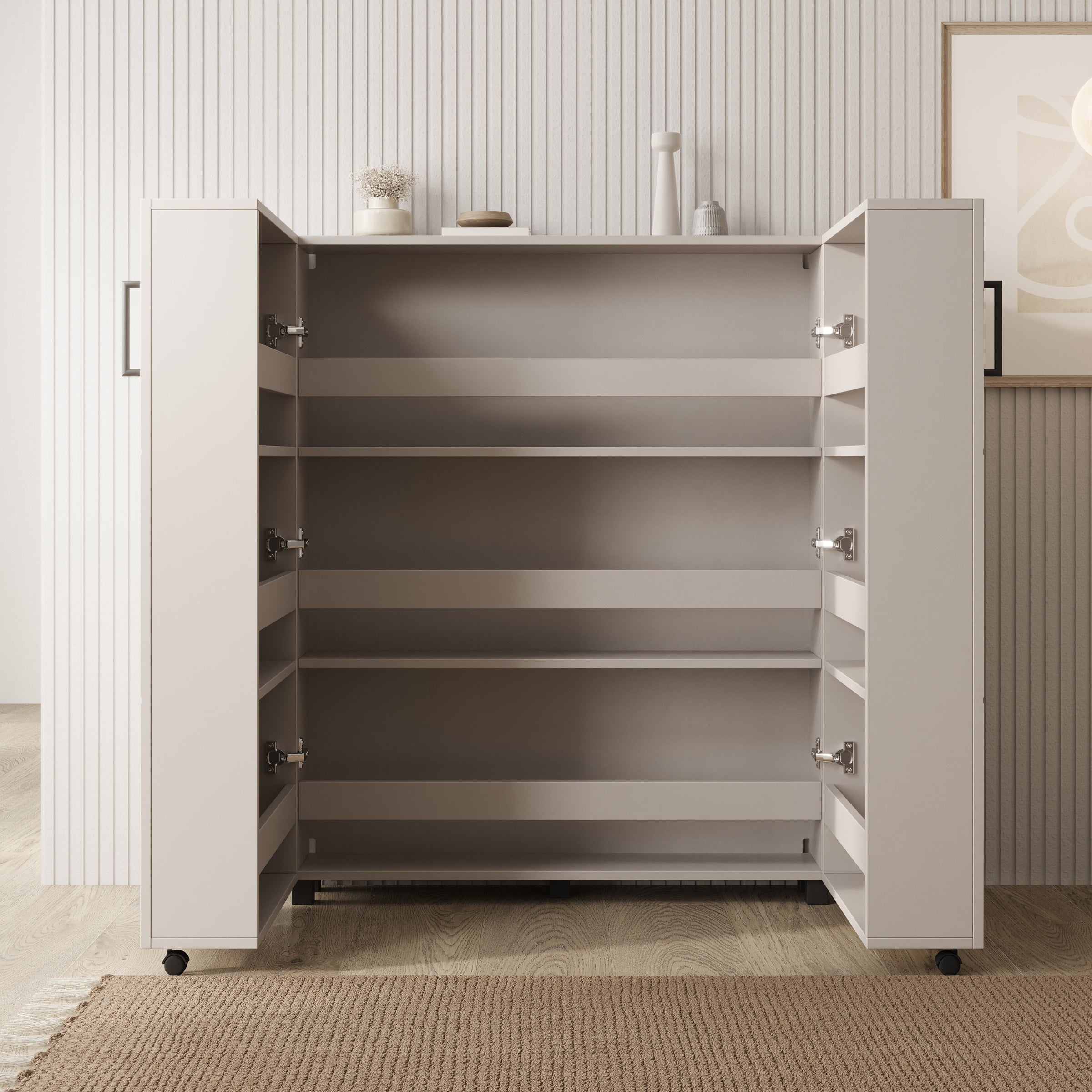 Inverly - Schoenenkast - Beige - 92x33x113 cm