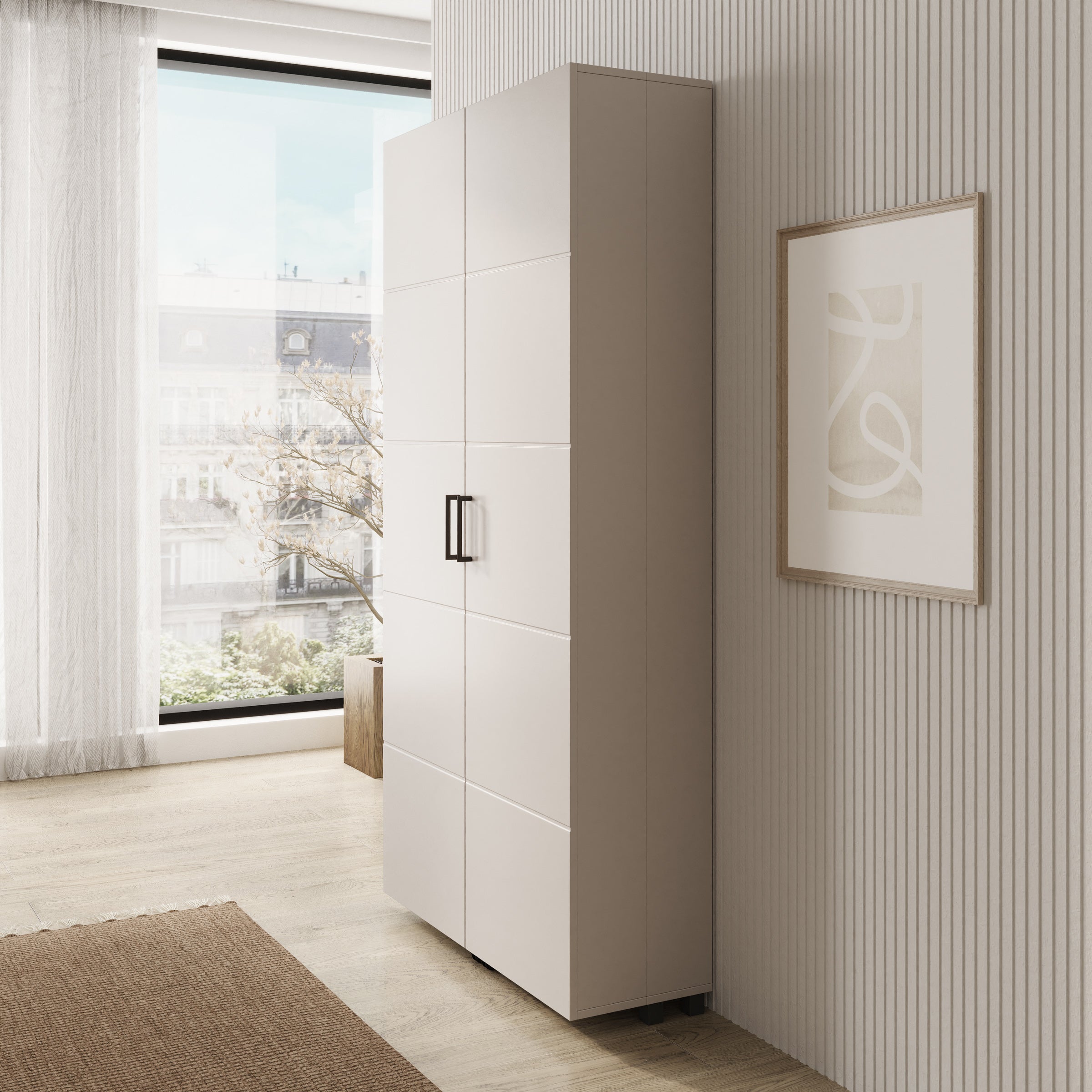 Inverly - Schoenenkast - Beige - 92x33x185 cm