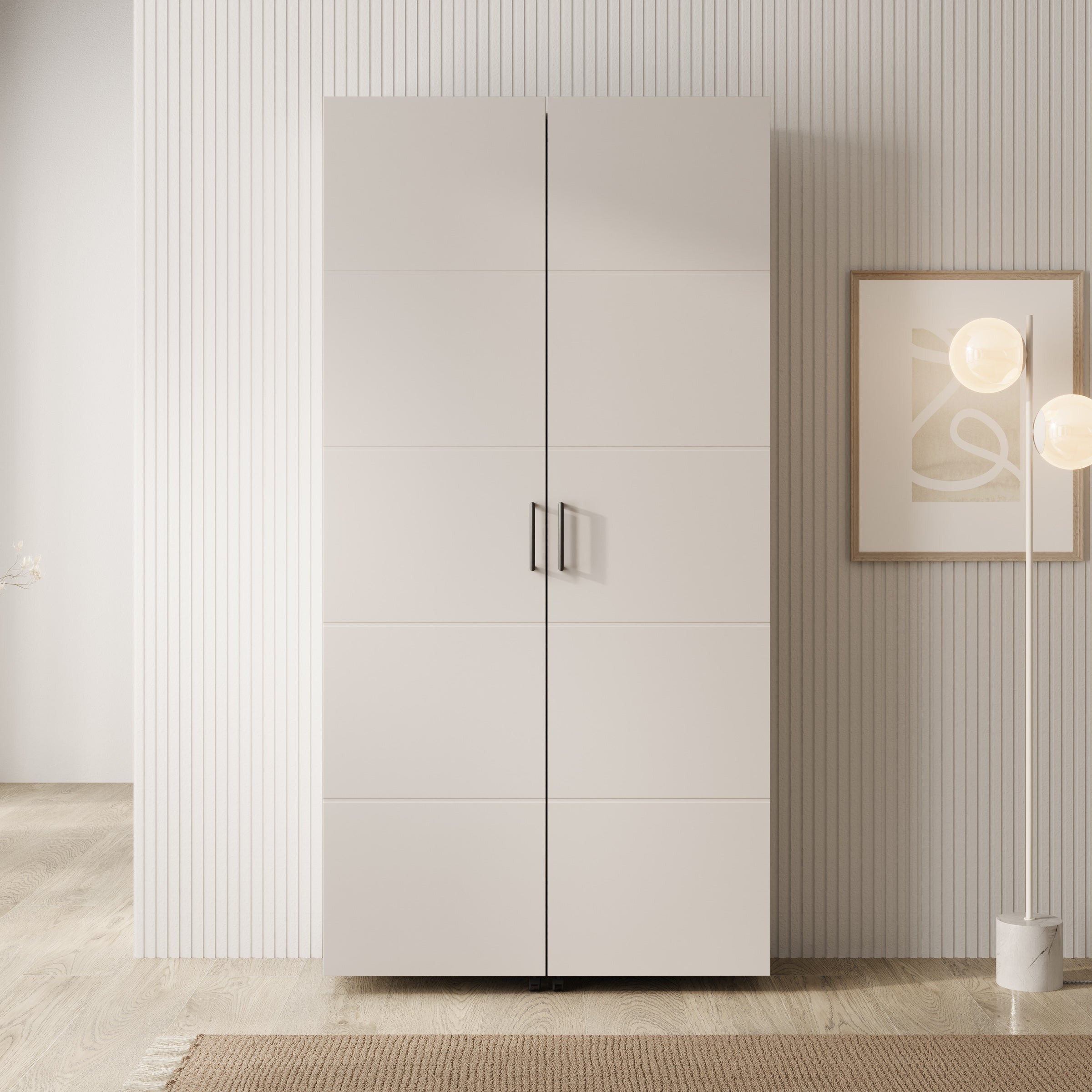Inverly - Schoenenkast - Beige - 92x33x185 cm