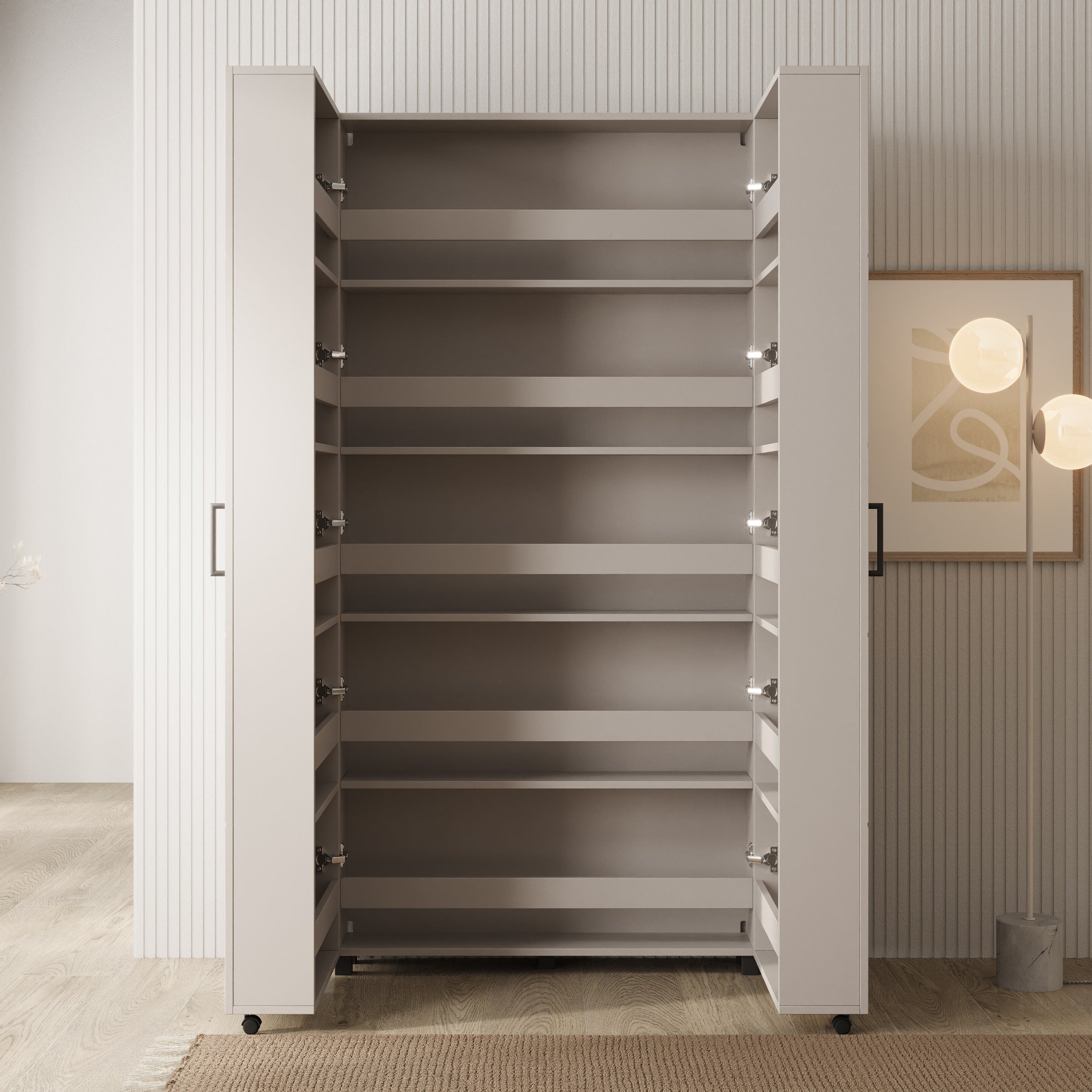 Inverly - Schoenenkast - Beige - 92x33x185 cm