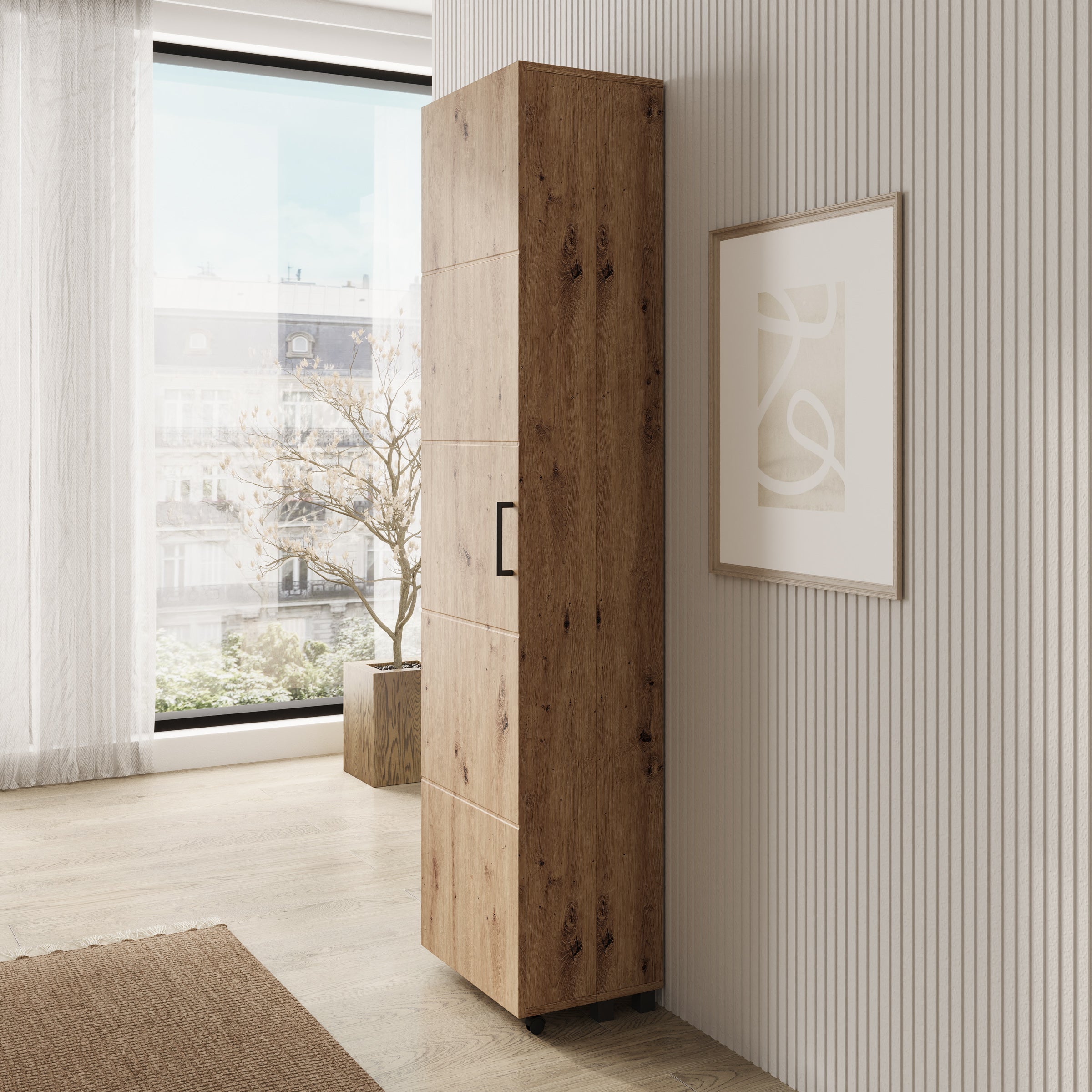 Inverly - Schoenenkast - Eikenpatroon - 46x33x185 cm