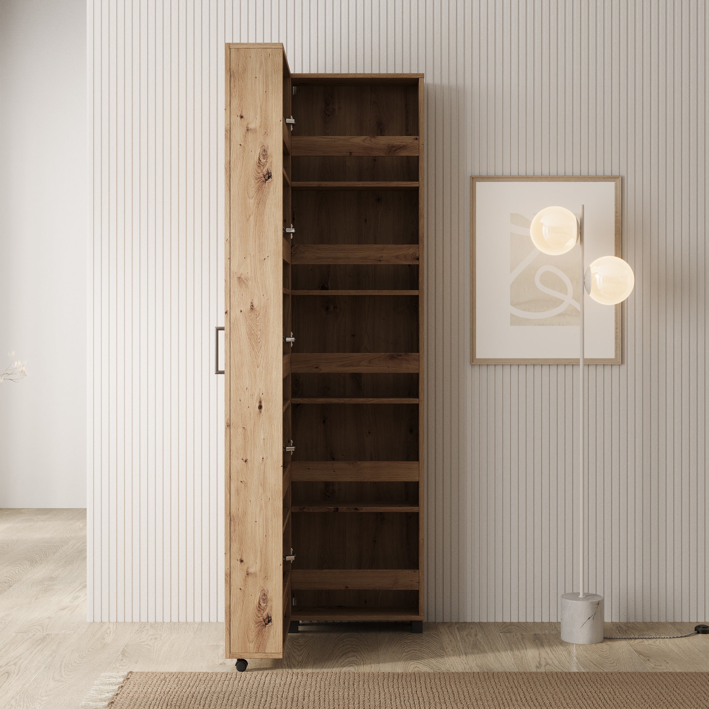 Inverly - Schoenenkast - Eikenpatroon - 46x33x185 cm
