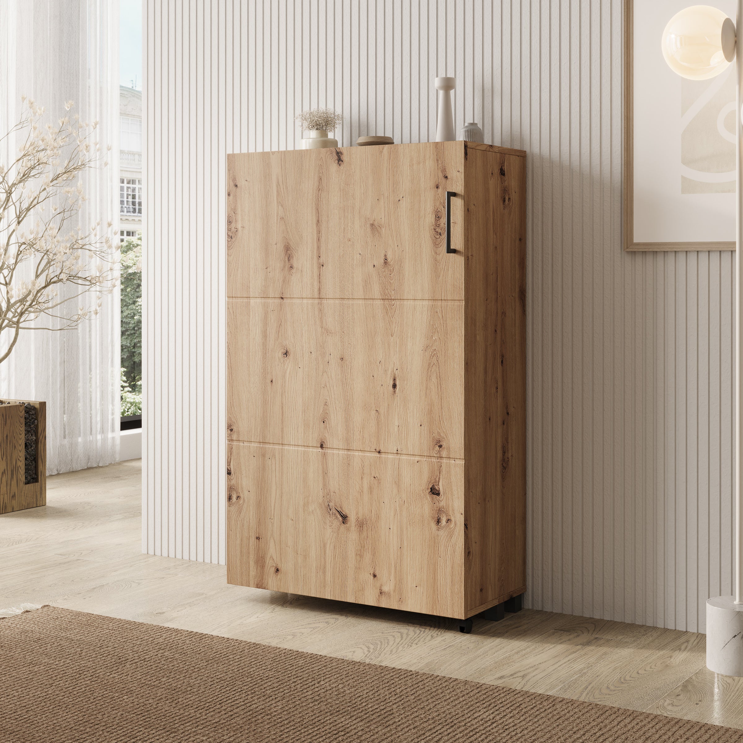 Inverly - Schoenenkast - Eikenpatroon - 68x33x113 cm