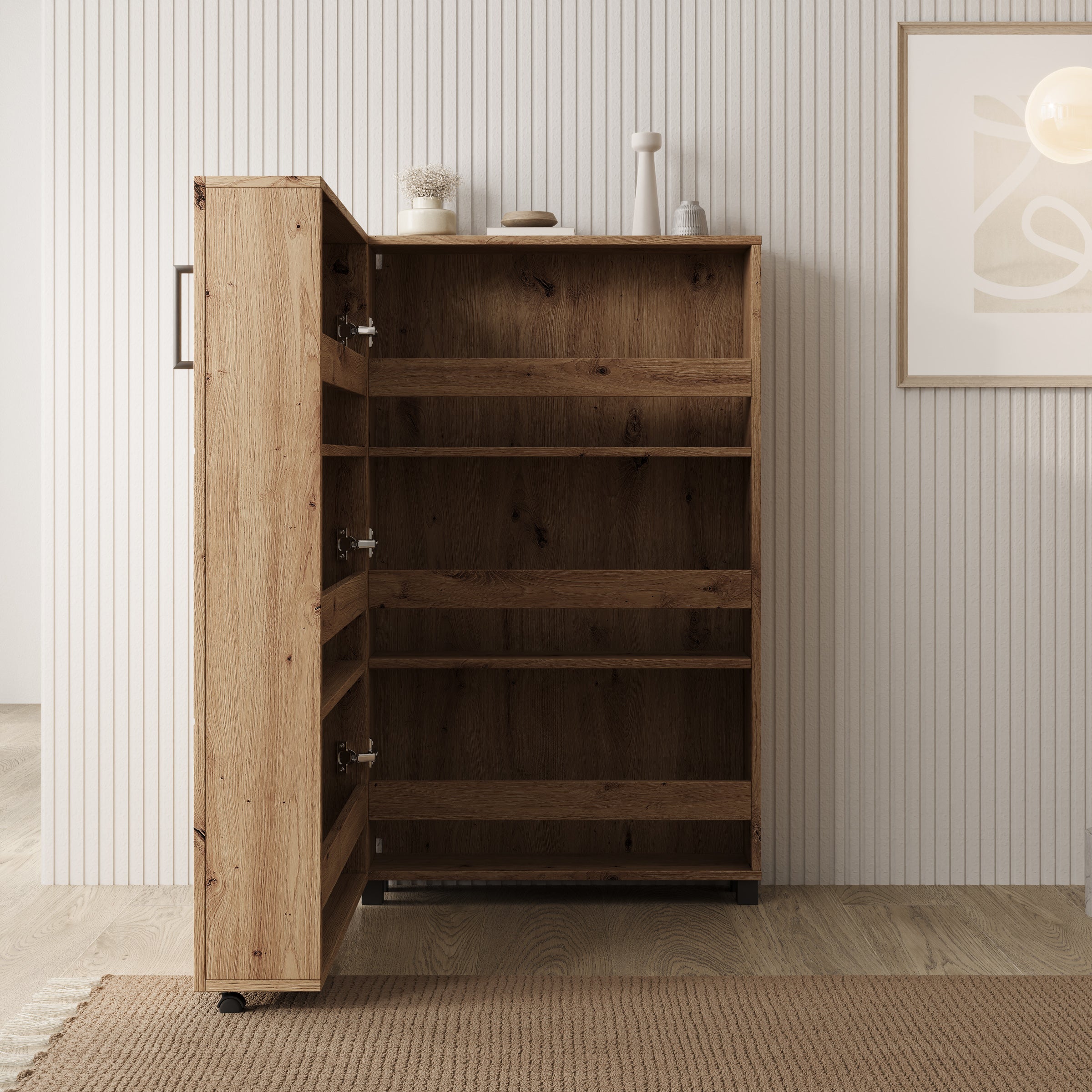 Inverly - Schoenenkast - Eikenpatroon - 68x33x113 cm
