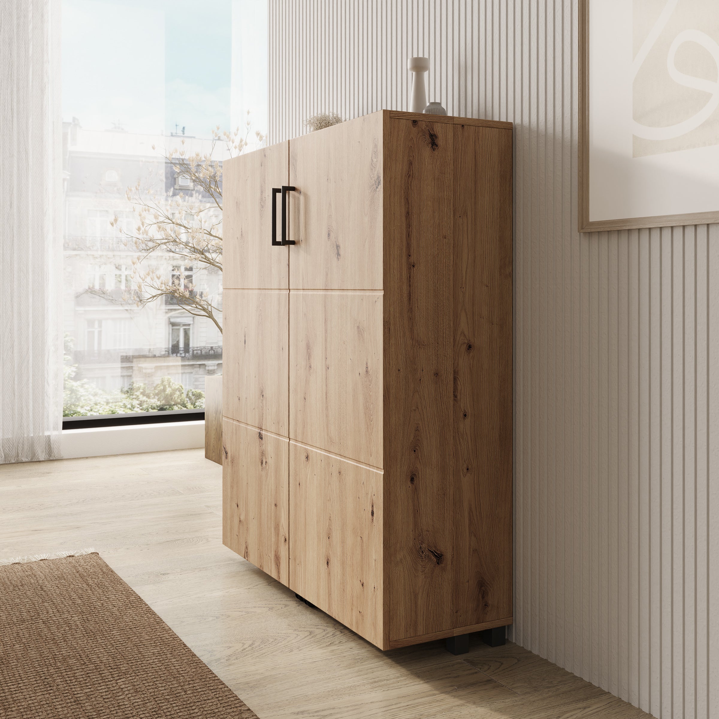 Inverly - Schoenenkast - Eikenpatroon - 92x33x113 cm