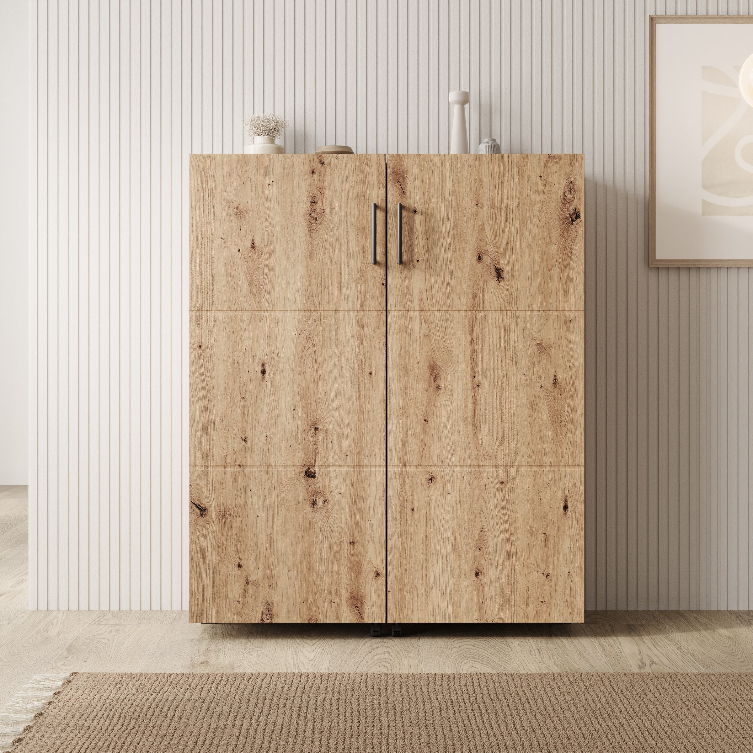 Inverly - Schoenenkast - Eikenpatroon - 92x33x113 cm