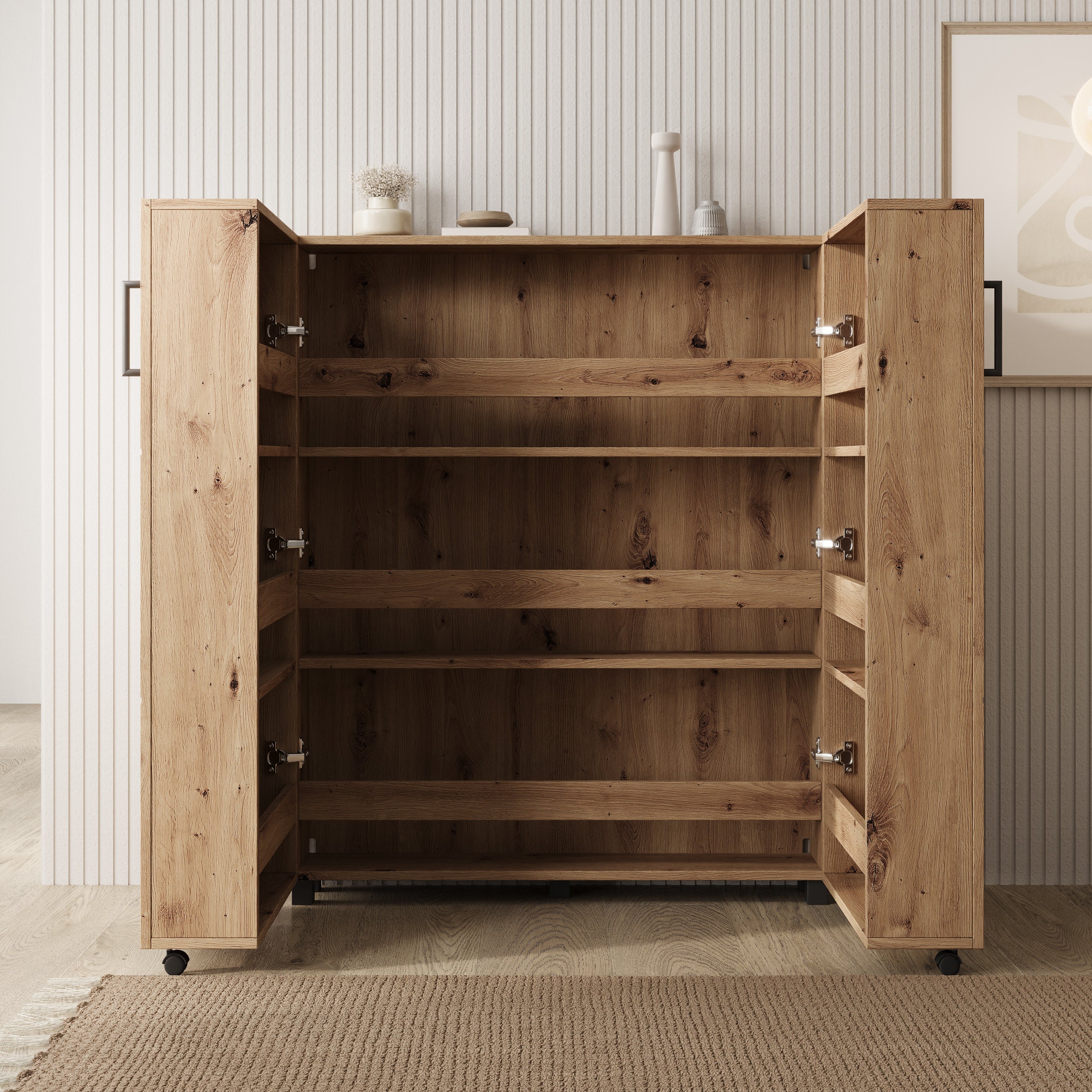 Inverly - Schoenenkast - Eikenpatroon - 92x33x113 cm