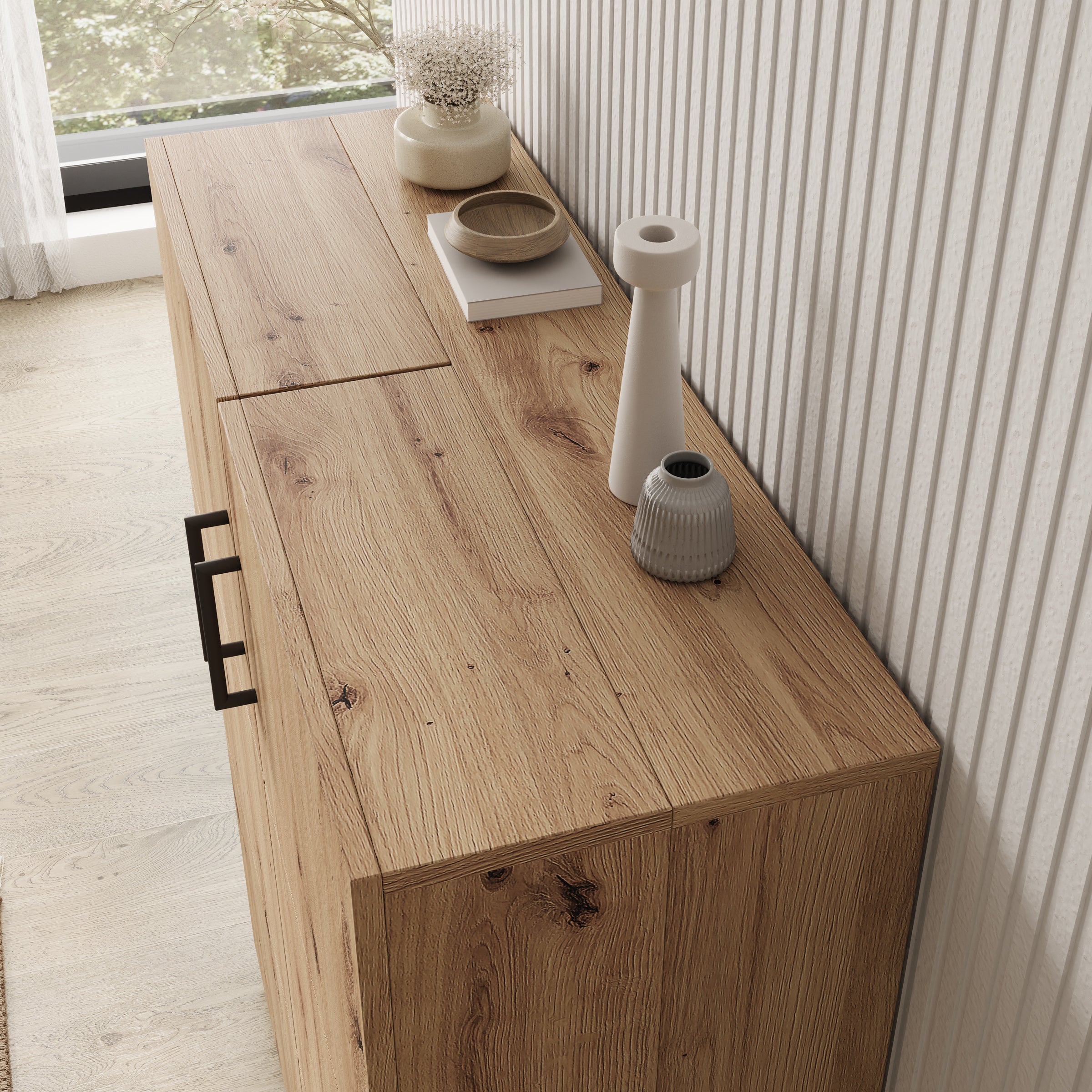 Inverly - Schoenenkast - Eikenpatroon - 92x33x113 cm