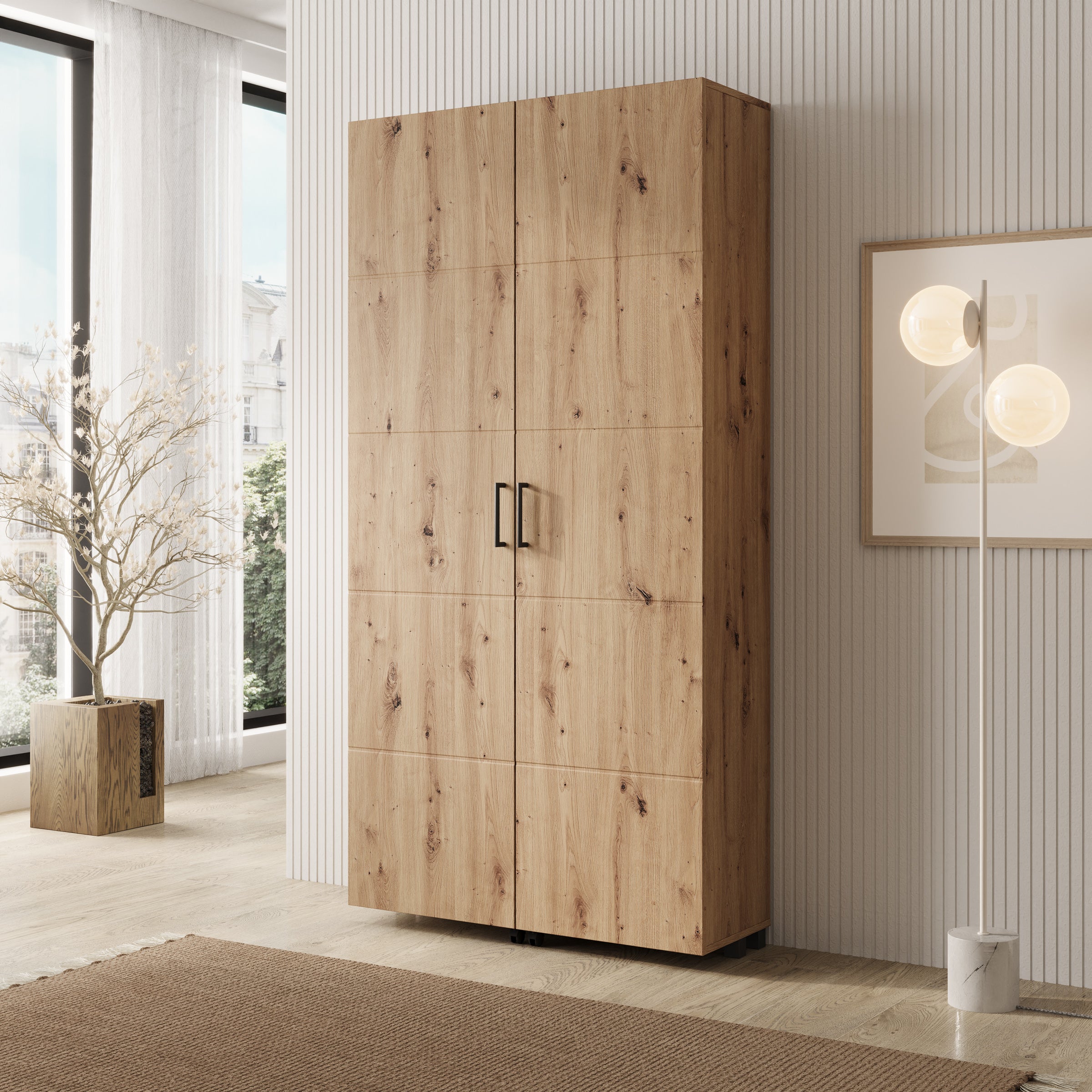 Inverly - Schoenenkast - Eikenpatroon - 92x33x185 cm