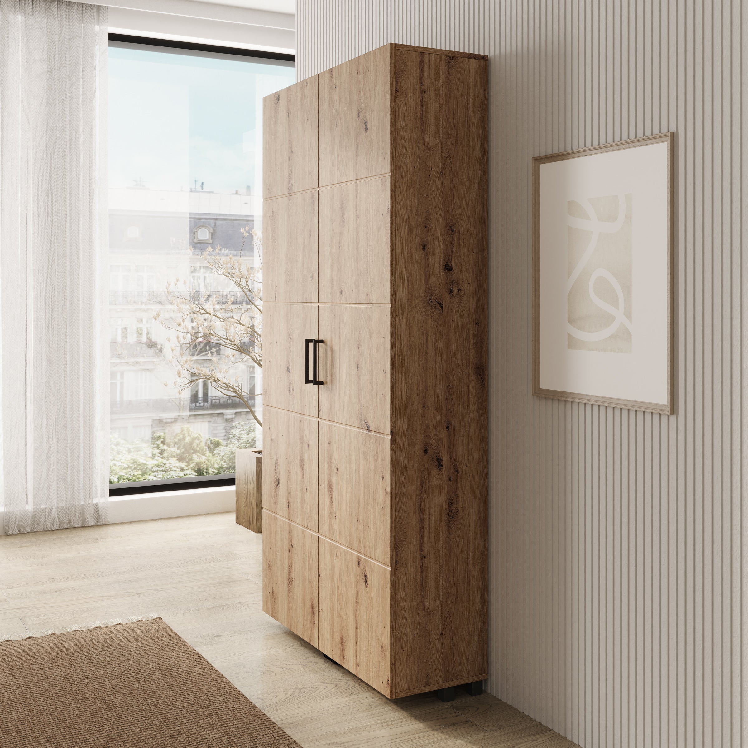 Inverly - Schoenenkast - Eikenpatroon - 92x33x185 cm