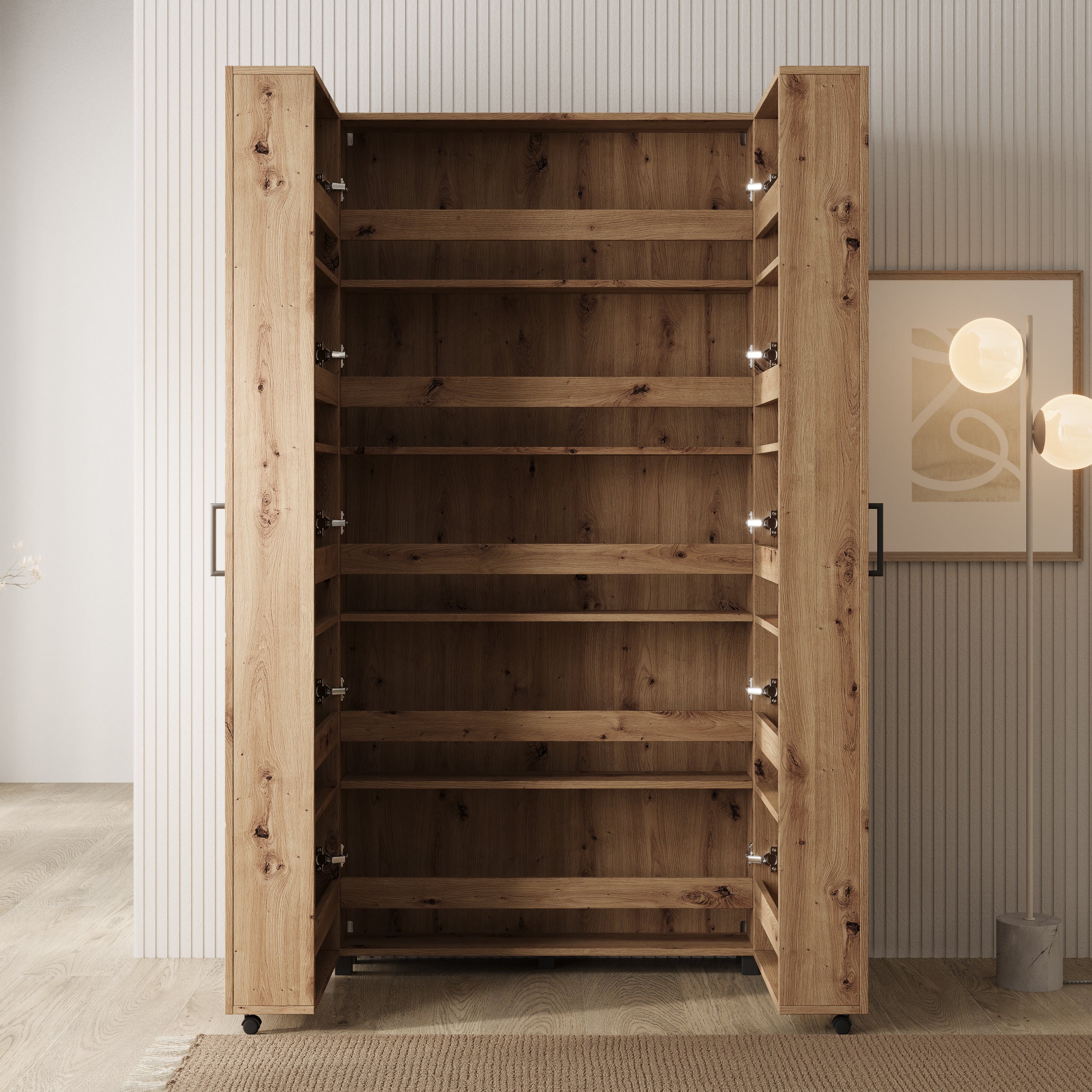 Inverly - Schoenenkast - Eikenpatroon - 92x33x185 cm