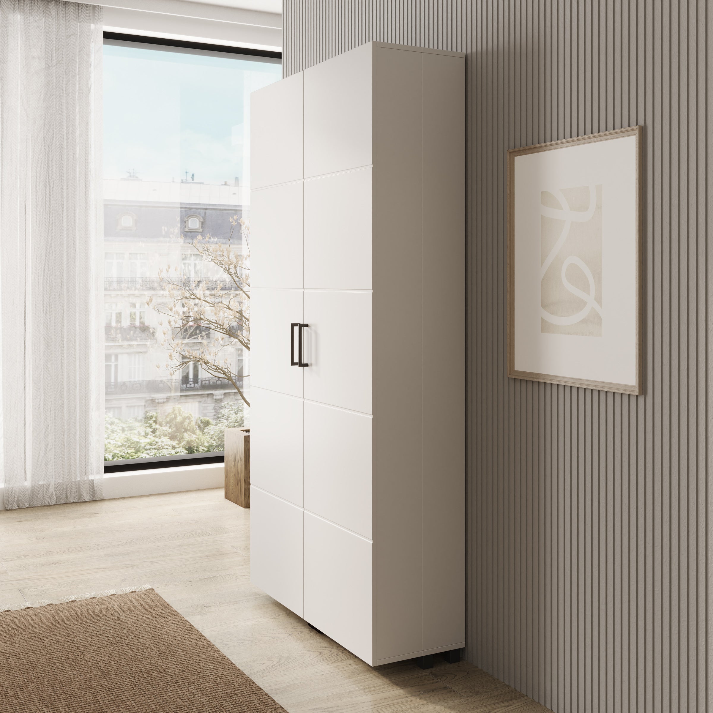 Inverly - Schoenenkast - Wit - 92x33x185 cm