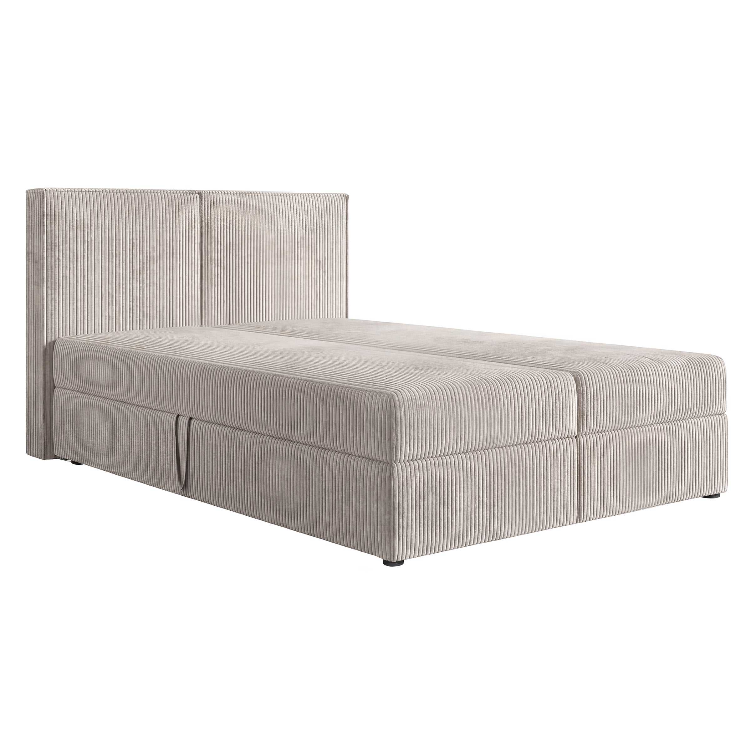Iro - Boxspring met opbergruimte - Ribstof beige - 140x200 cm