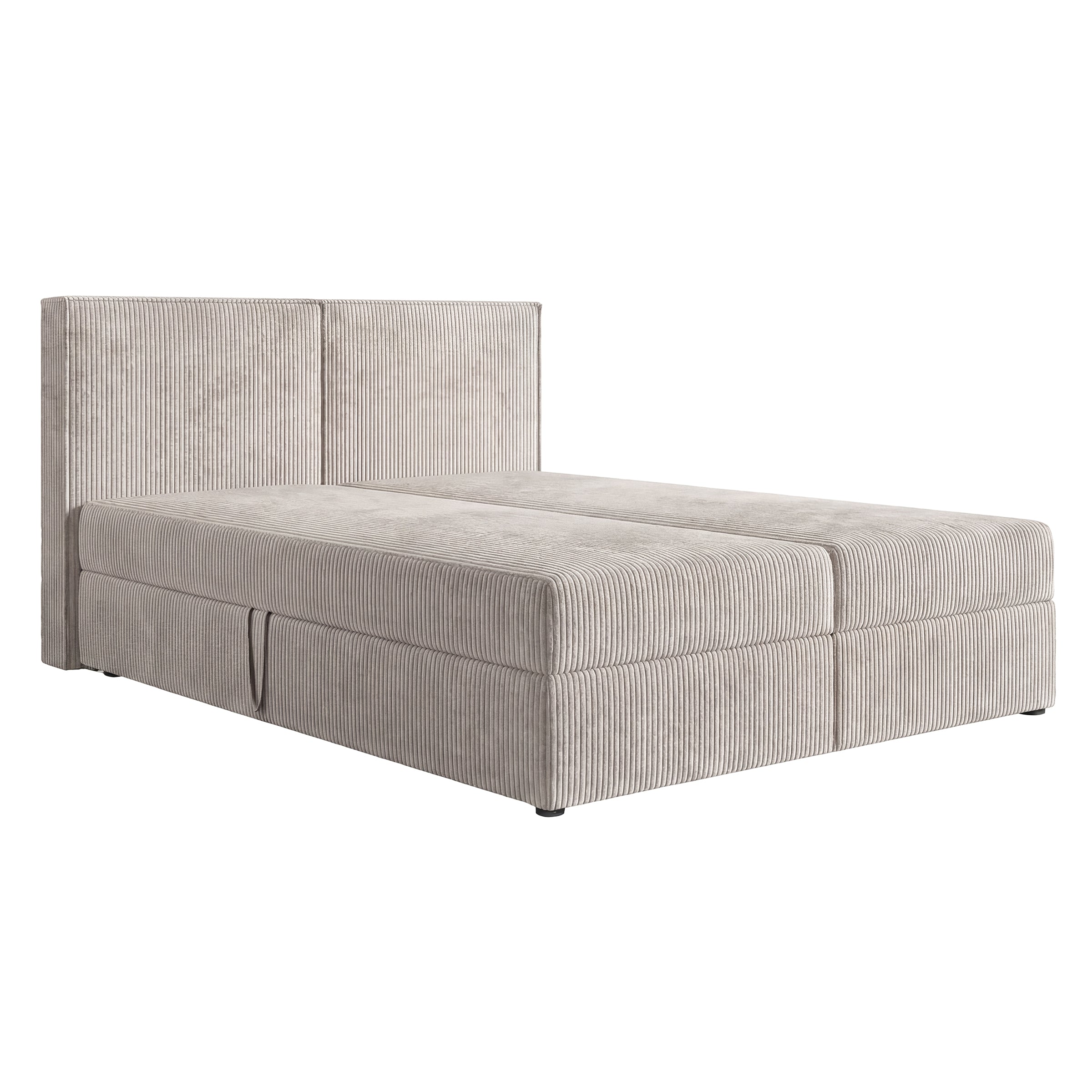 Iro - Boxspring met opbergruimte - Ribstof beige - 160x200 cm