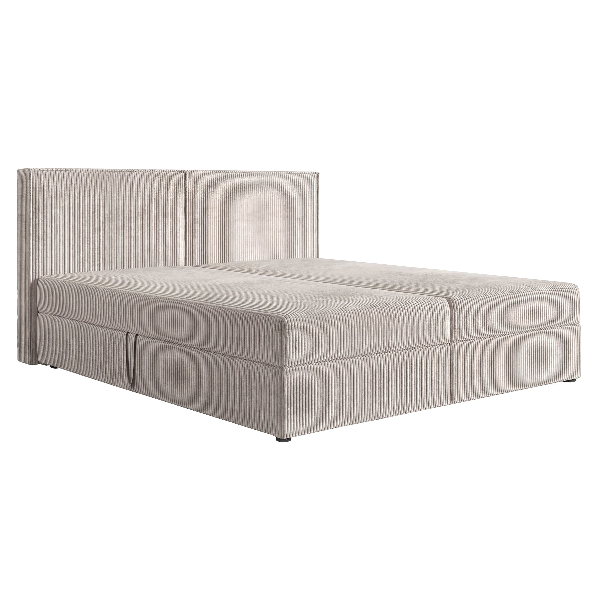 Iro - Boxspring met opbergruimte - Ribstof beige - 180x200 cm