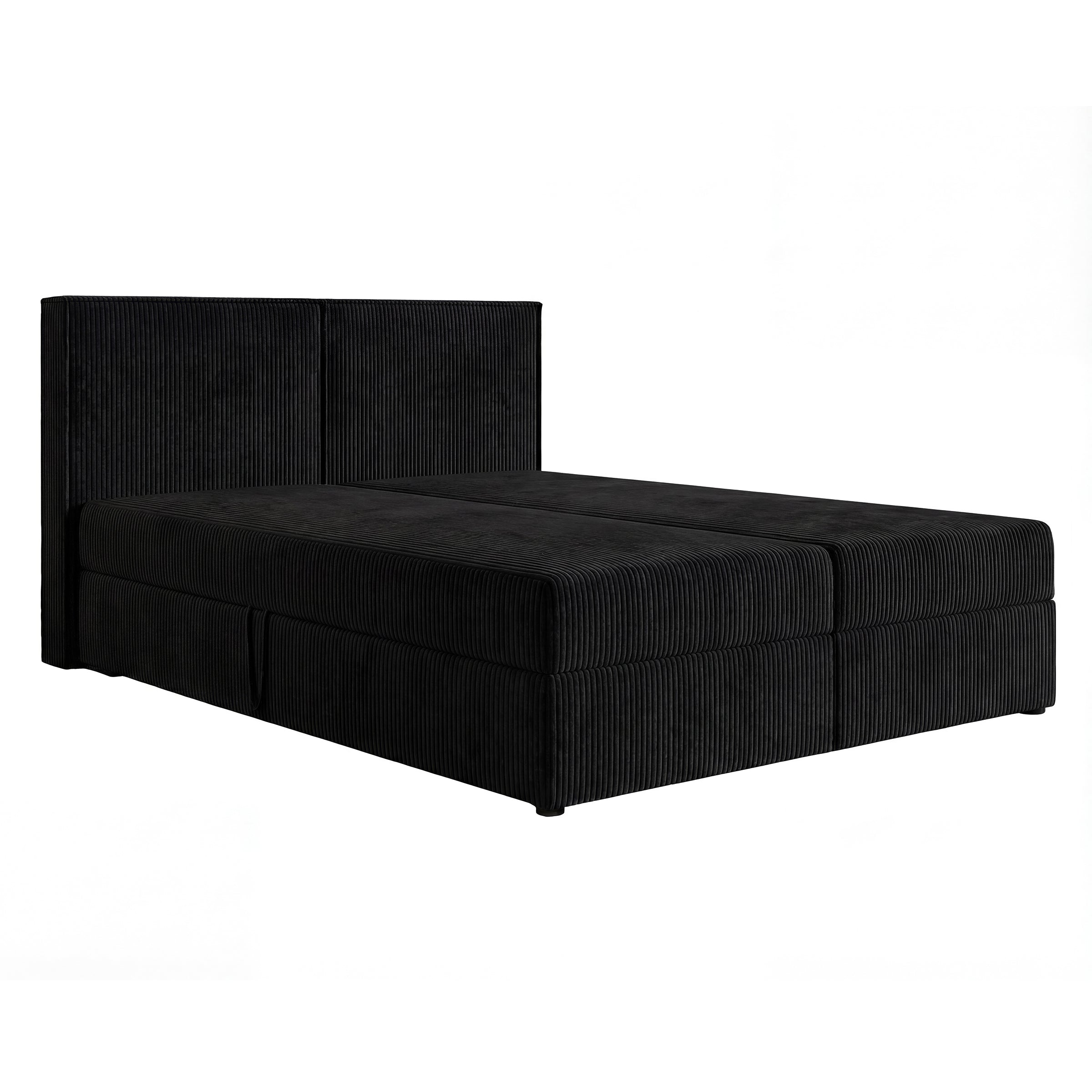 Iro - Boxspring met opbergruimte - Ribstof zwart - 160x200 cm