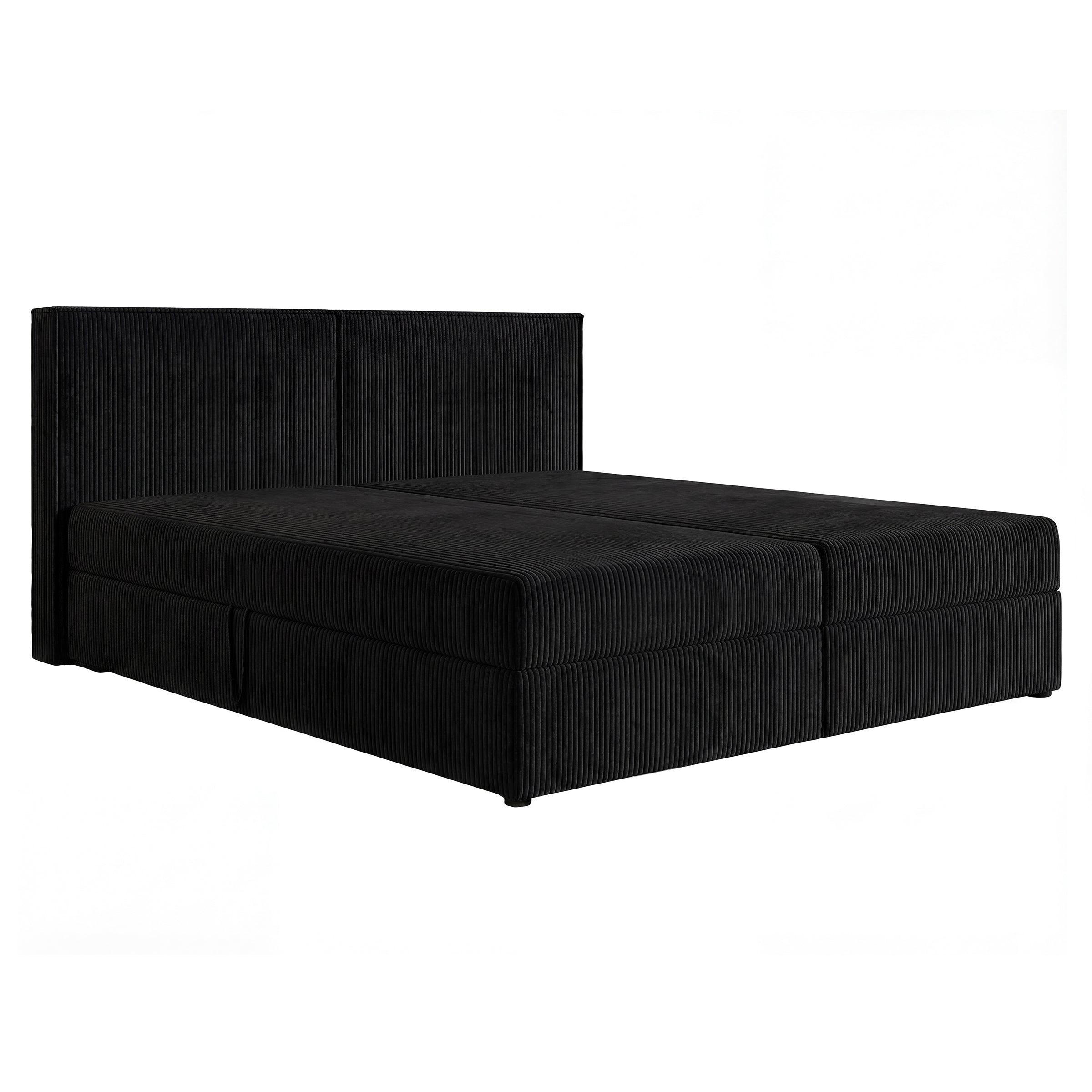 Iro - Boxspring met opbergruimte - Ribstof zwart - 180x200 cm