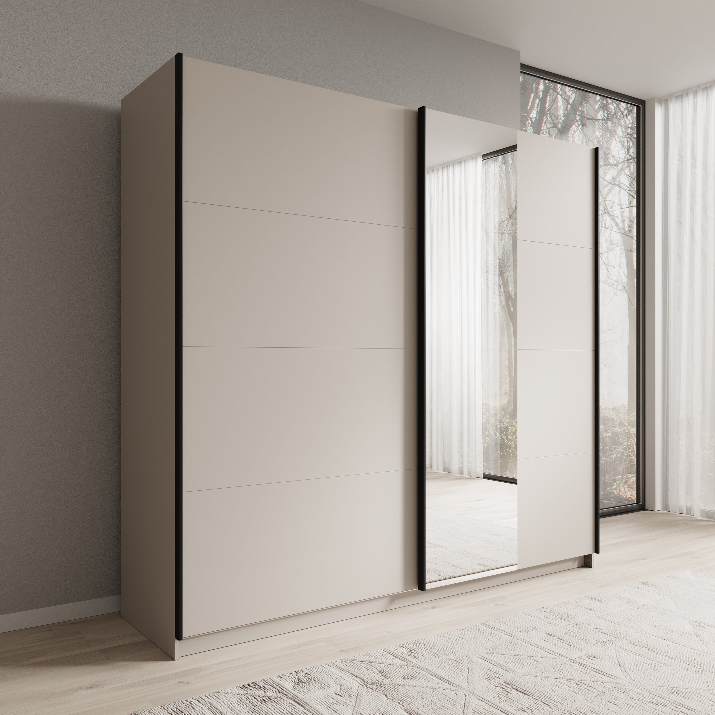 Isandro - Kledingkast - Beige - 220x62x211 cm