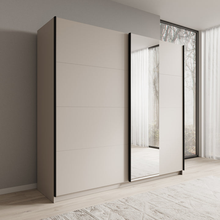 Isandro - Kledingkast - Beige - 220x62x211 cm