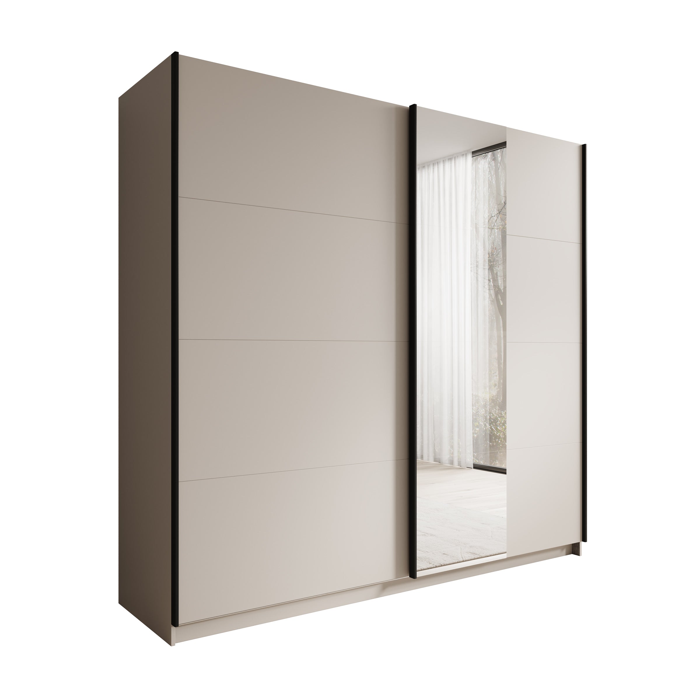 Isandro - Kledingkast - Beige - 220x62x211 cm