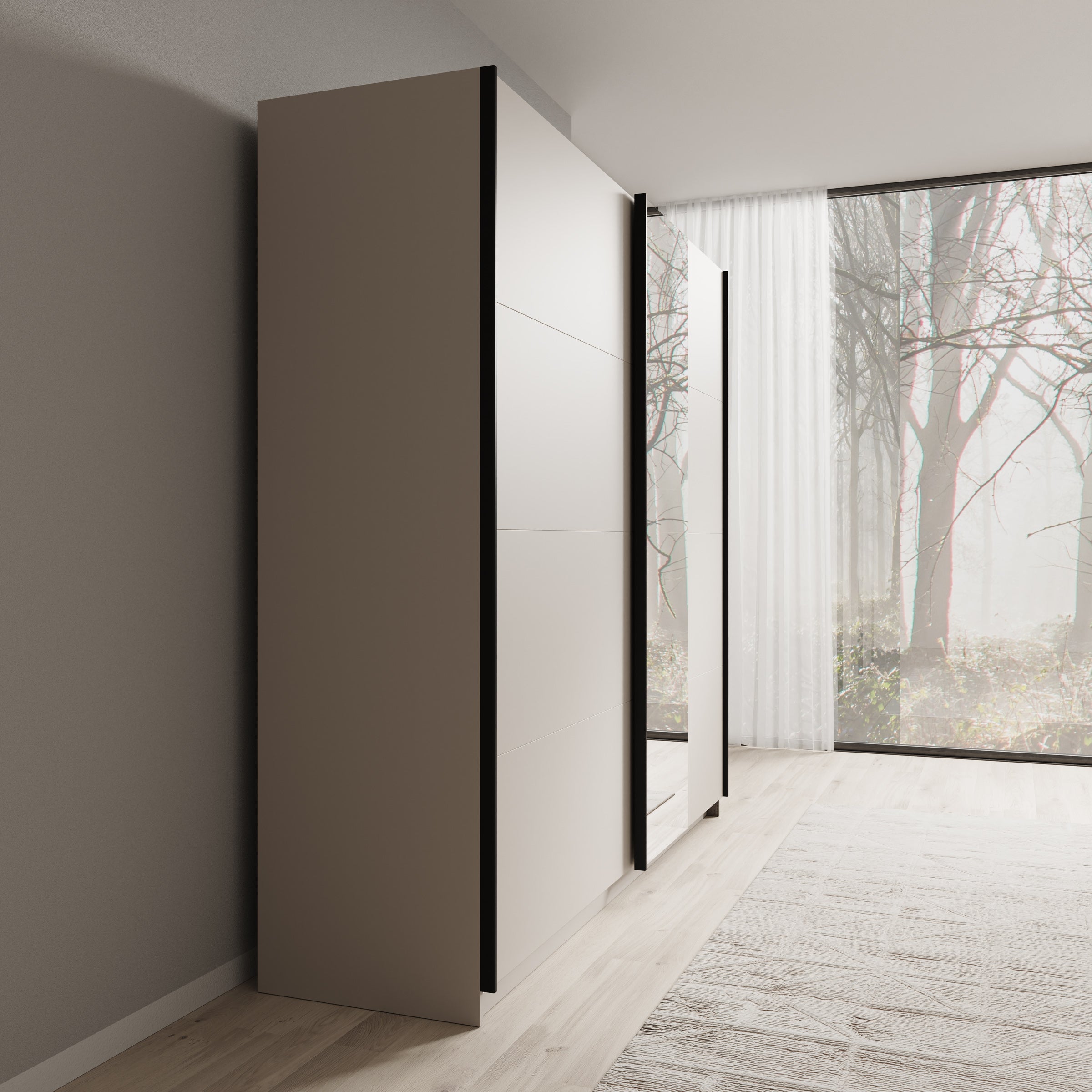 Isandro - Kledingkast - Beige - 220x62x211 cm