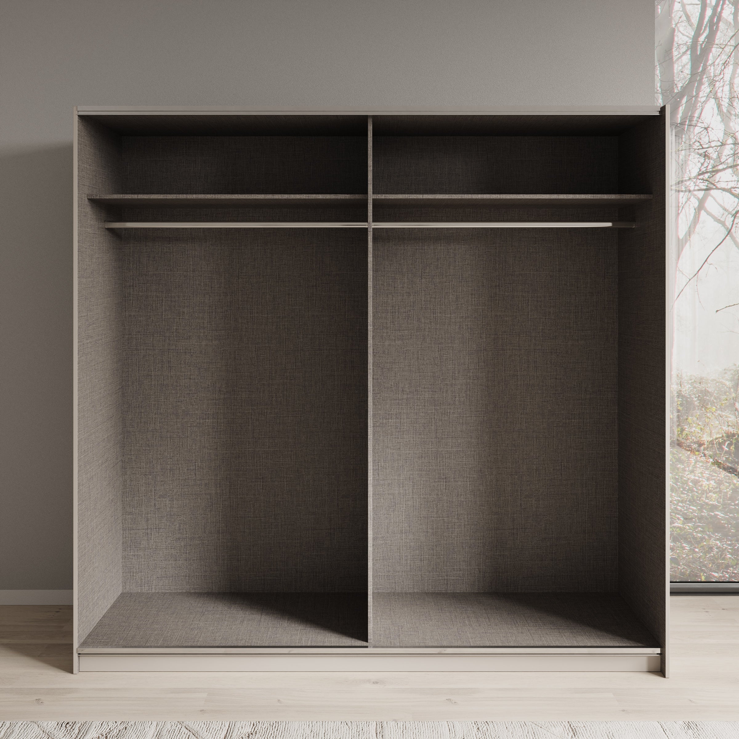 Isandro - Kledingkast - Beige - 220x62x211 cm