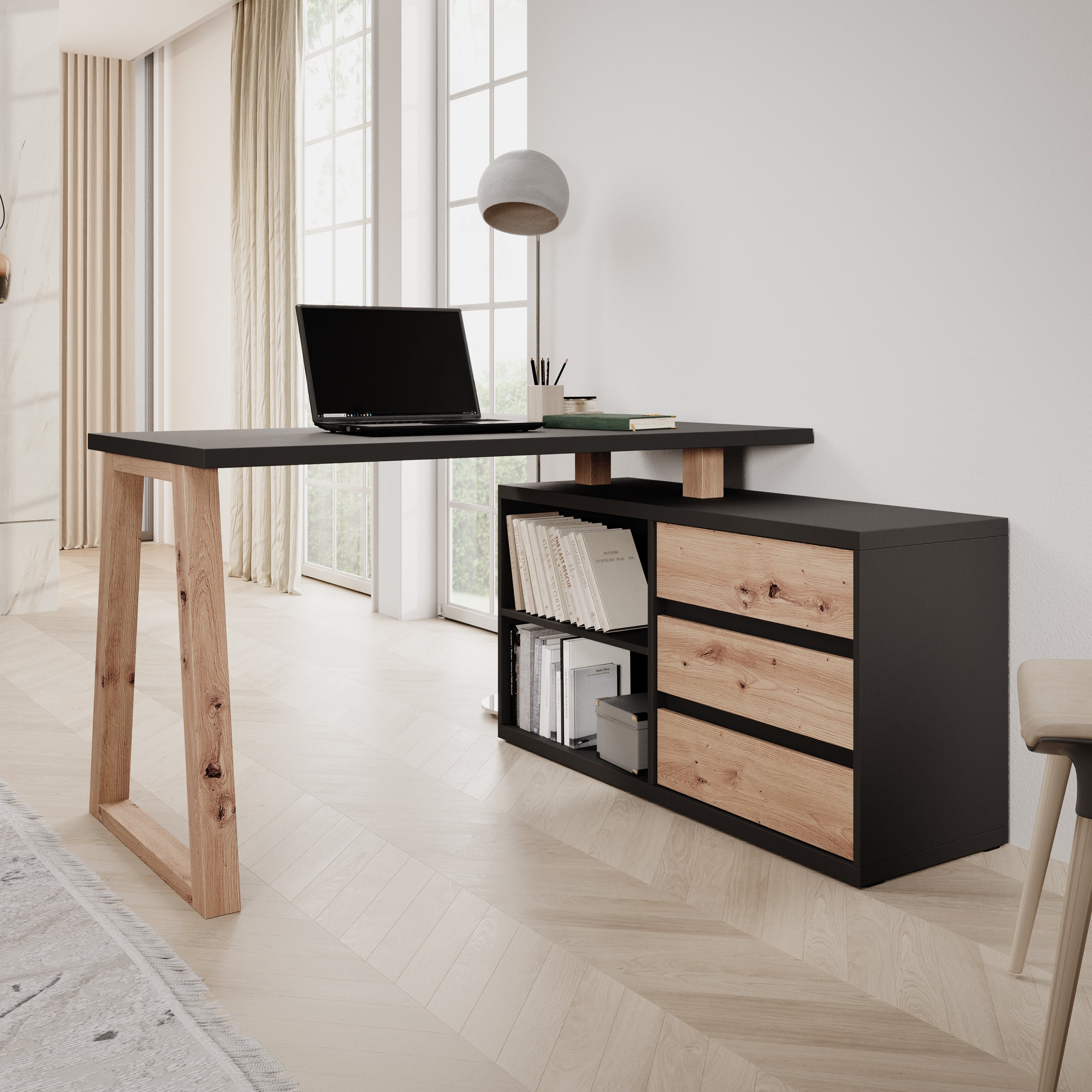 Ithaca 2 - Bureau - Zwart - 135x65x75 cm